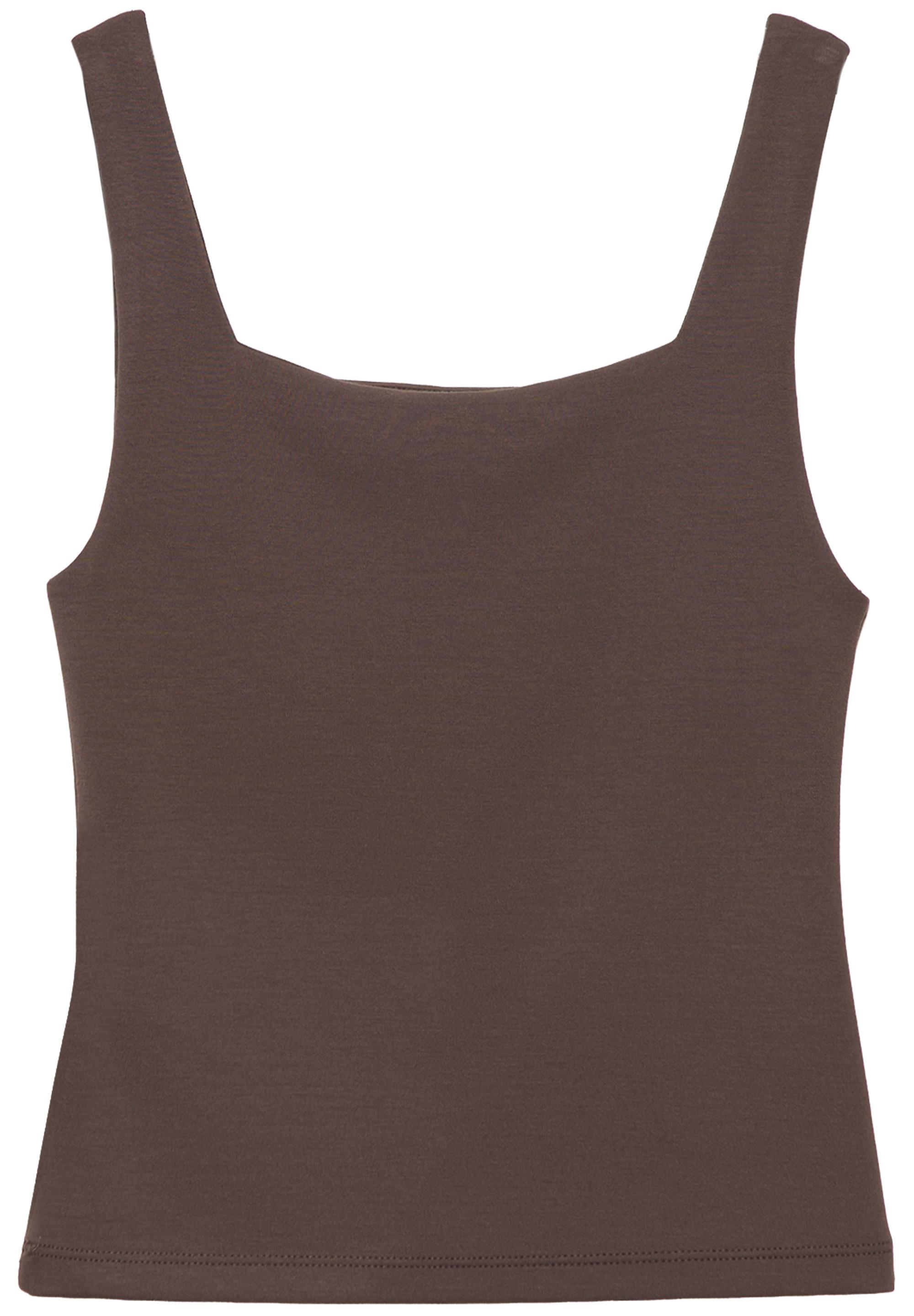 Square neck strappy top — Brown