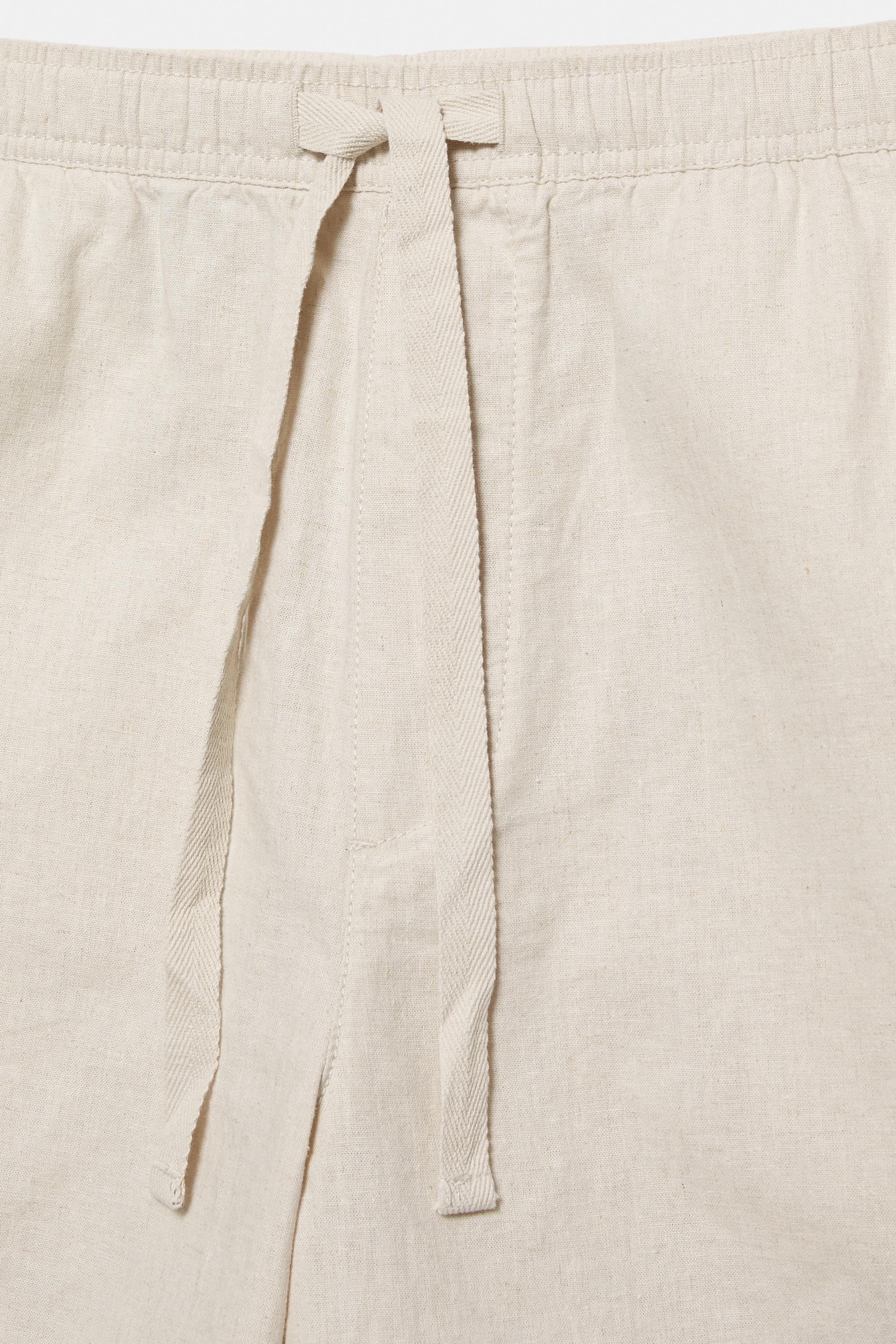 Linen blend Bermuda joggers — Beige