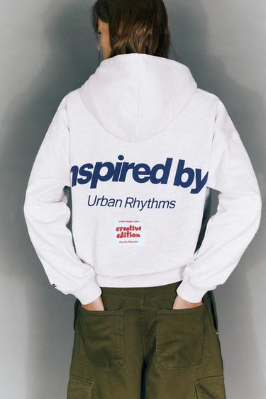 Graphic print hoodie — Grey marl 2