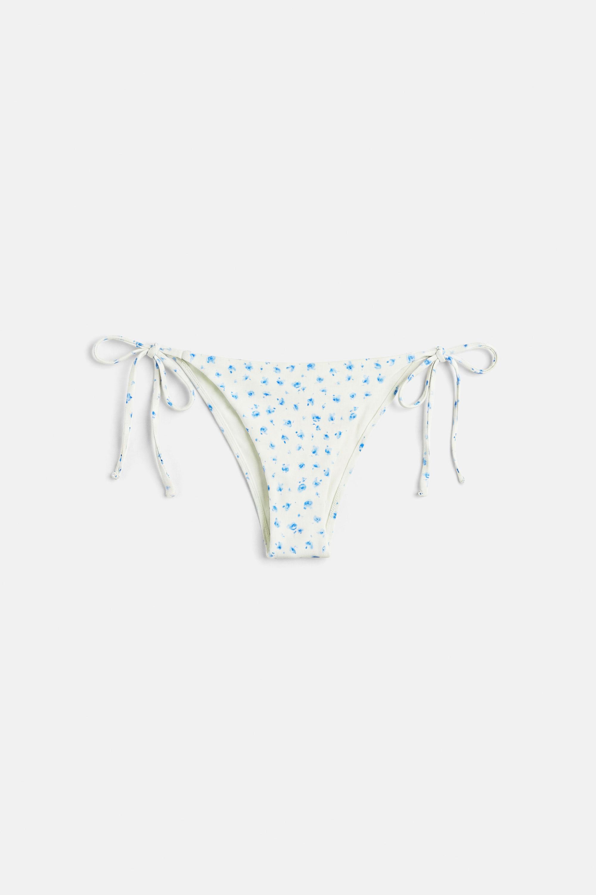 Floral bikini bottoms with ties — Pastel yellow