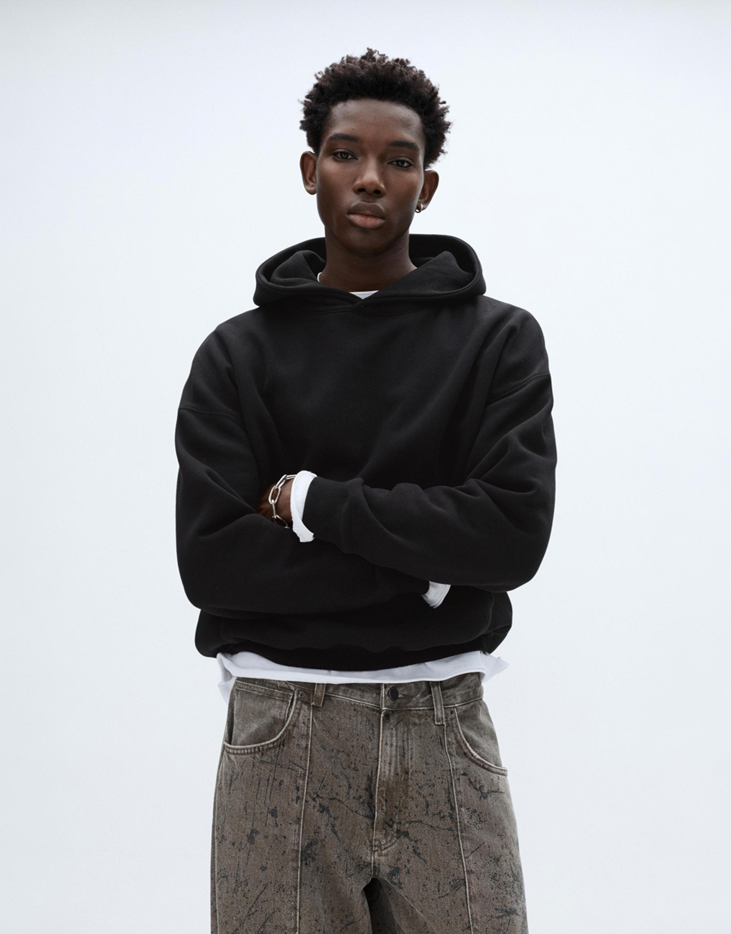 Bol kesim kapüşonlu sweatshirt - Görsel 15