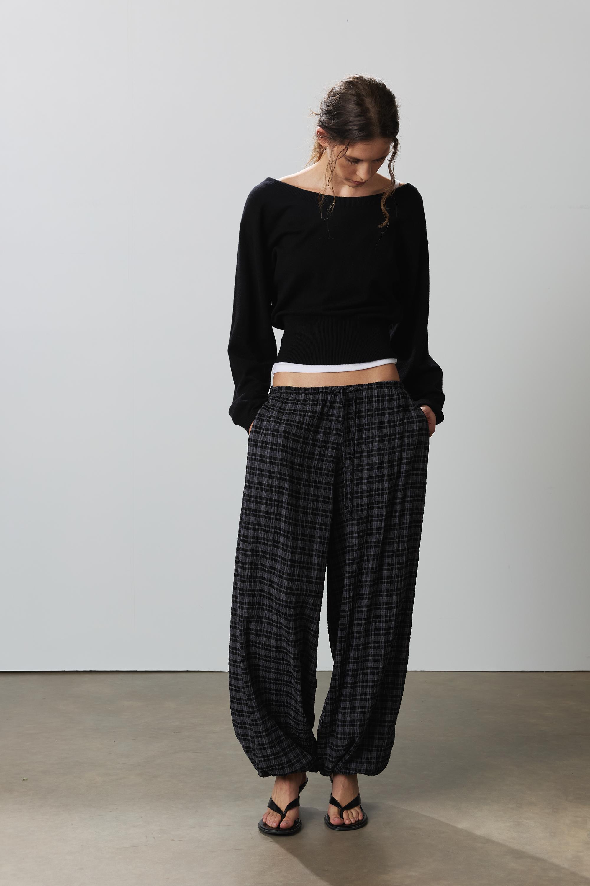 Check sarouel trousers — Anthracite grey