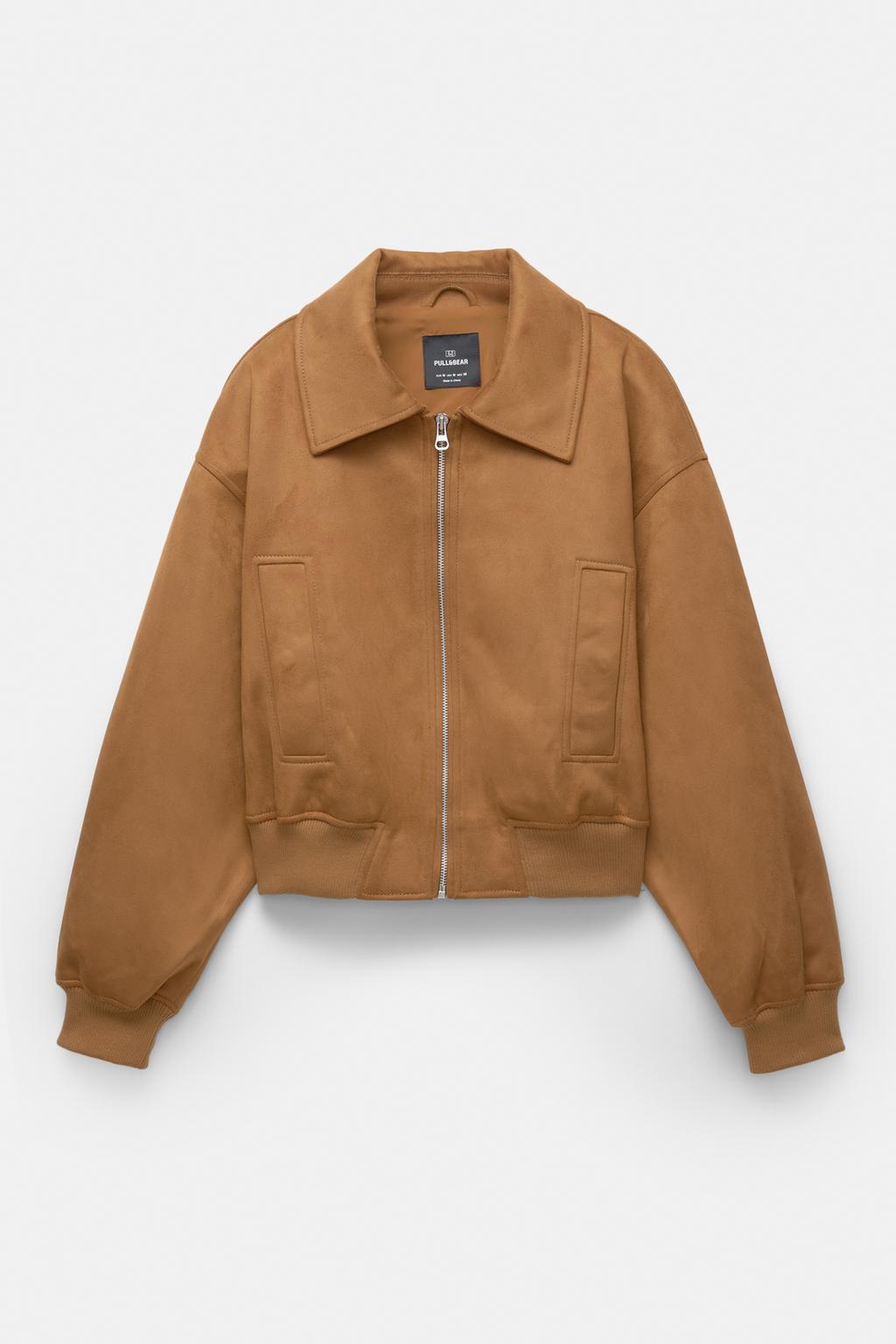 Faux suede bomber jacket PULL&BEAR