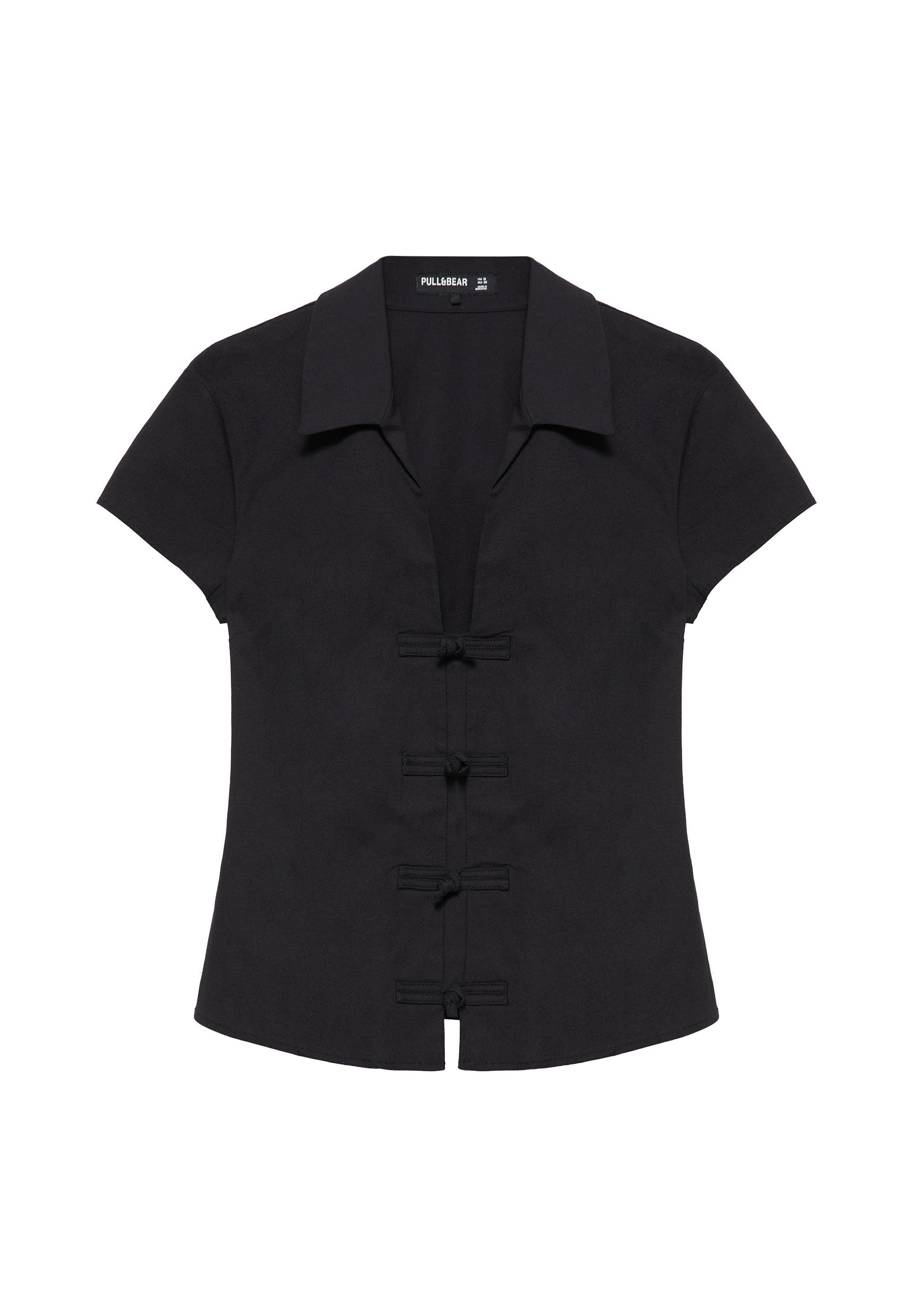 Short sleeve shirt with toggles — Black