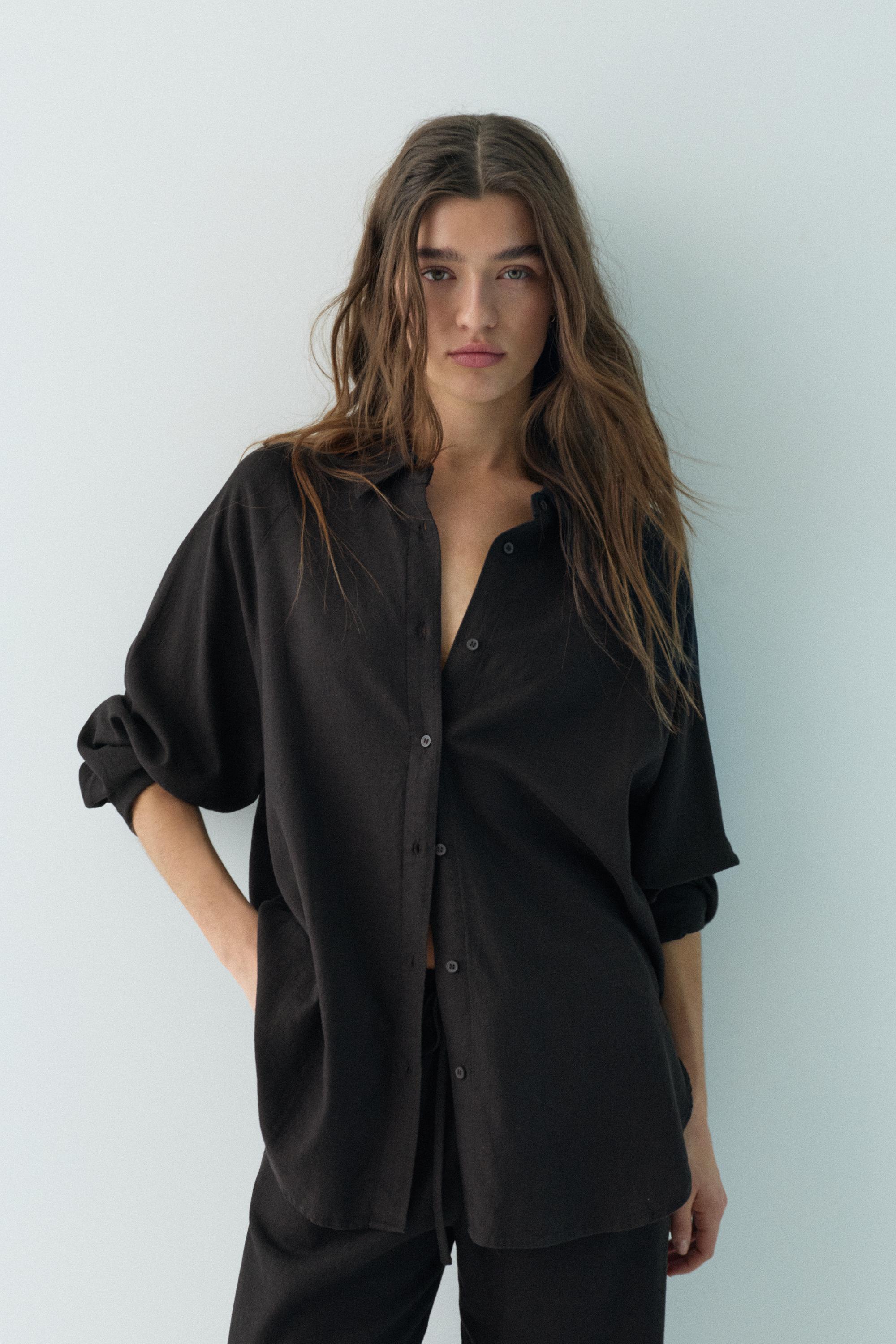 Ketenli rustik gömlek - Görsel 12