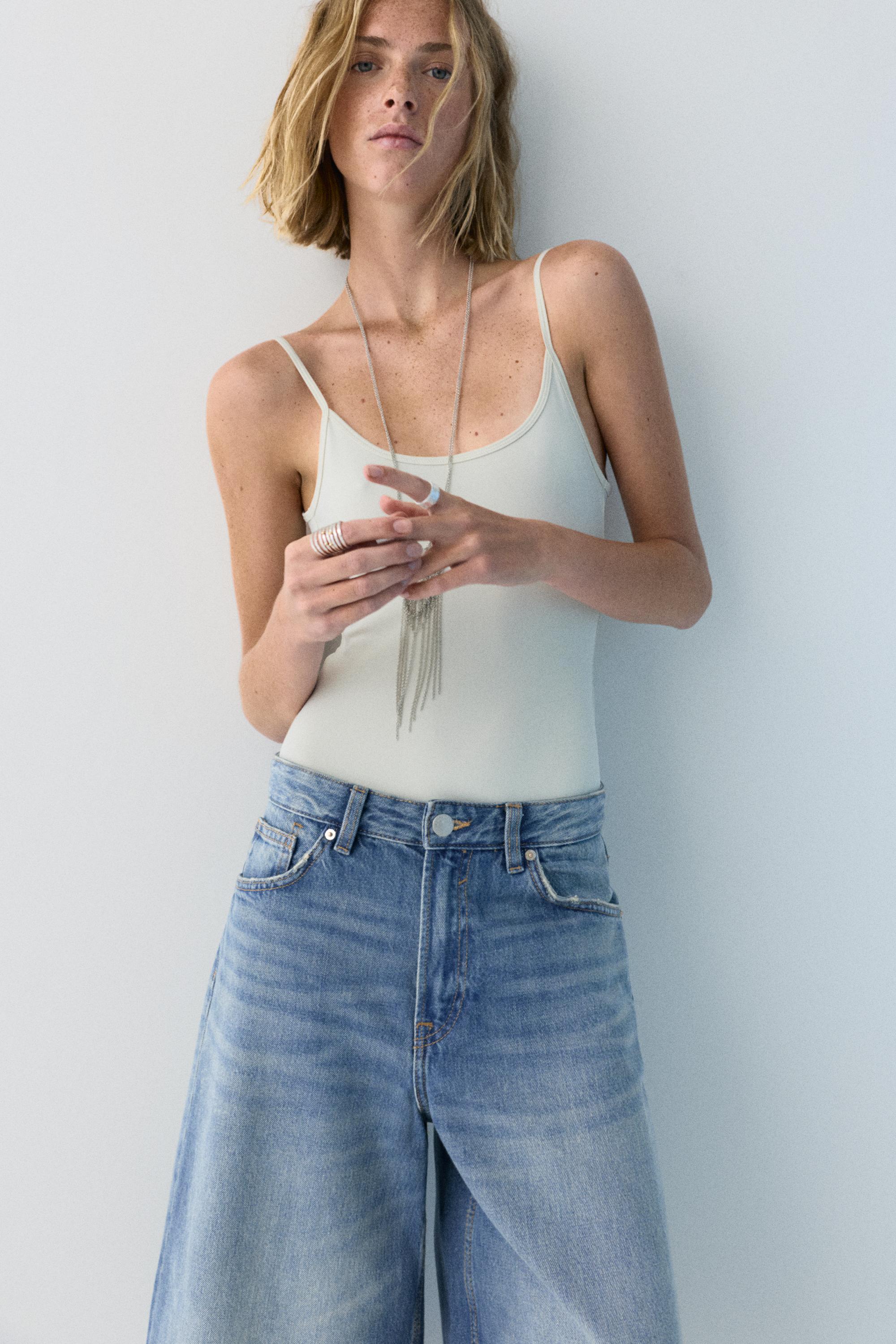 Düşük bel denim şort - Görsel 13