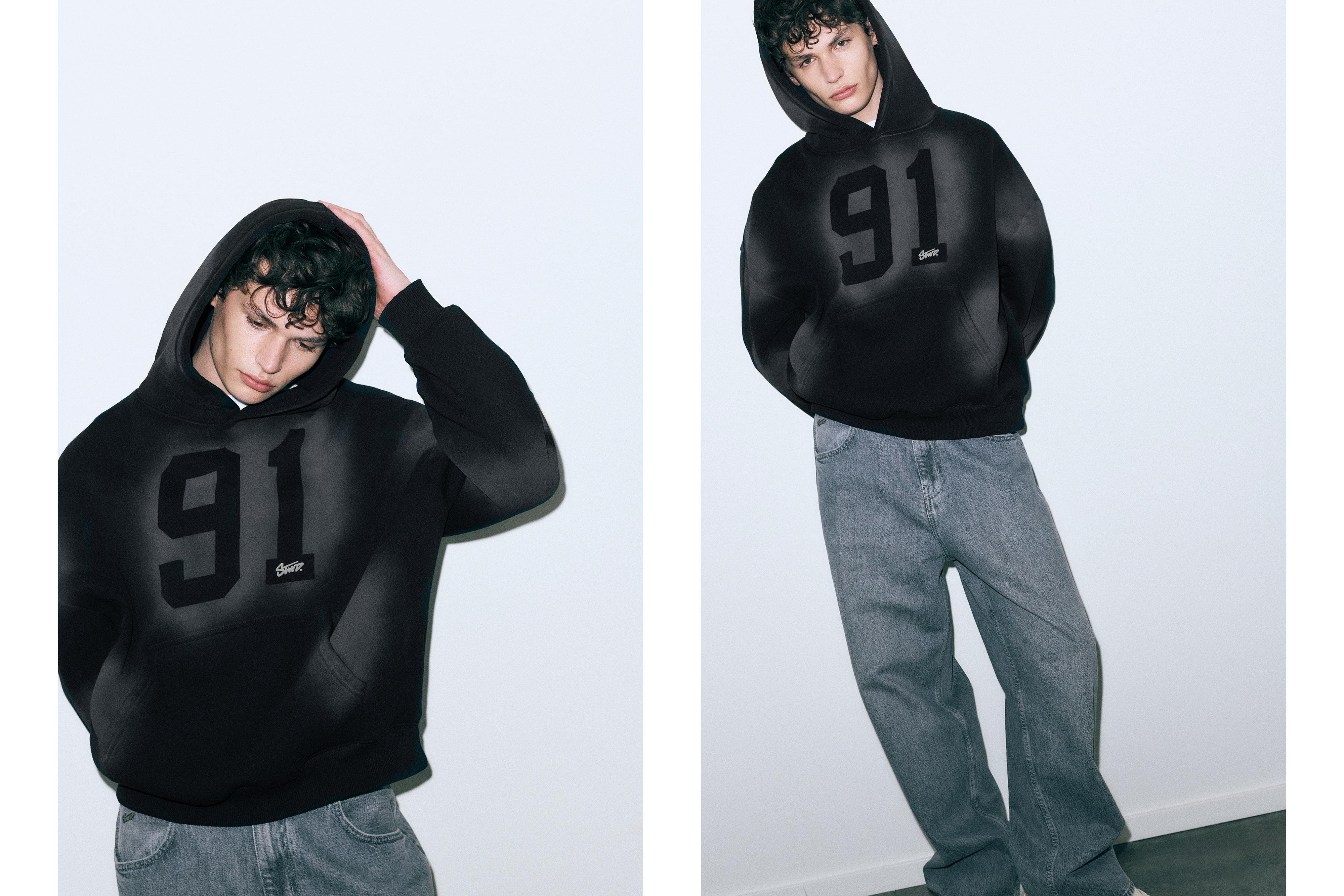 Siyah kapüşonlu sweatshirt STWD 91 - Görsel 20