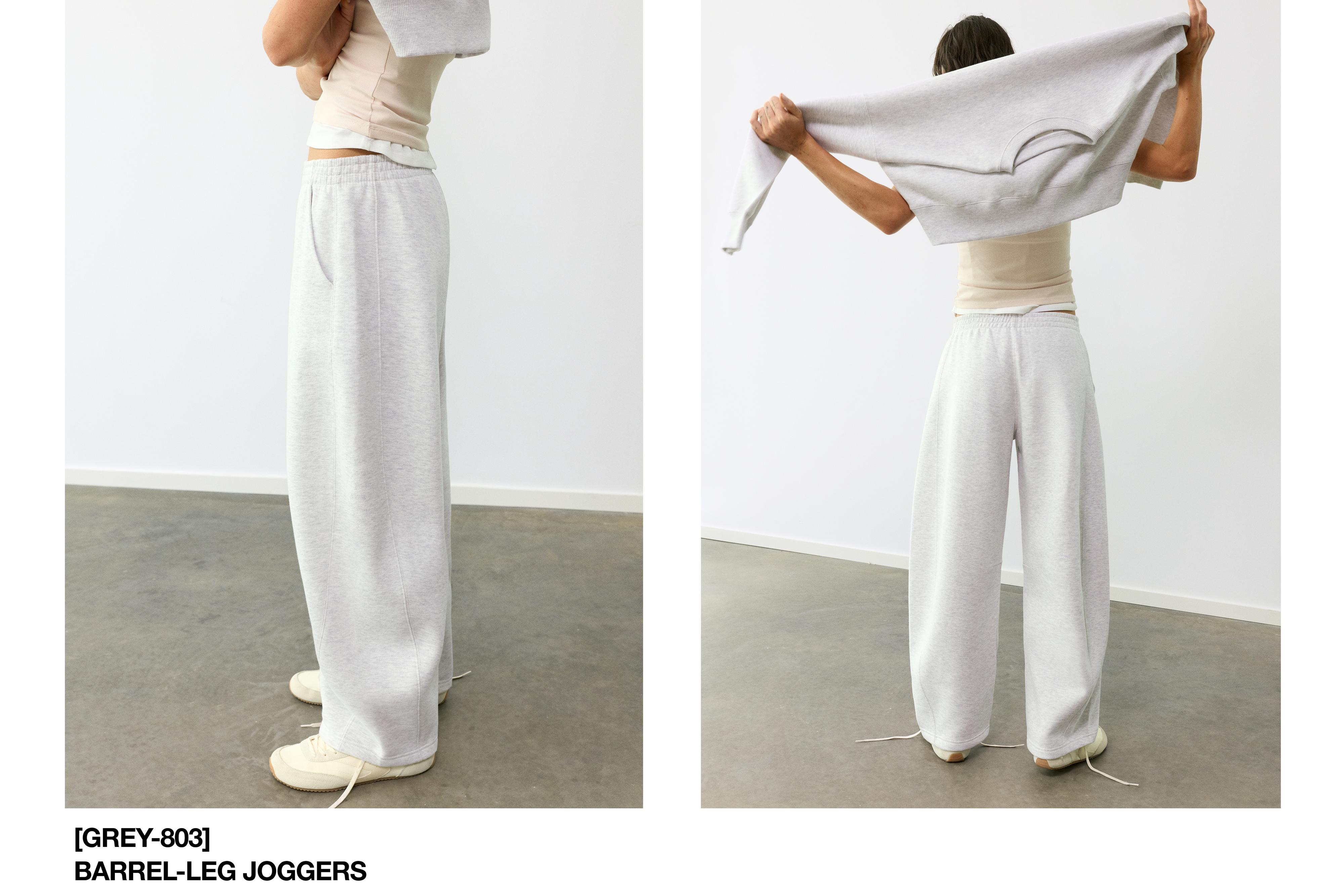 Barrel-leg joggers — Grey marl