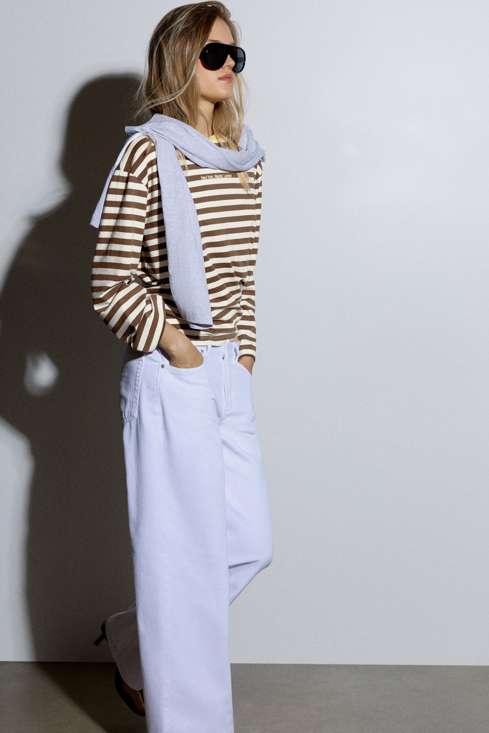 Oversize striped T-shirt — Brown