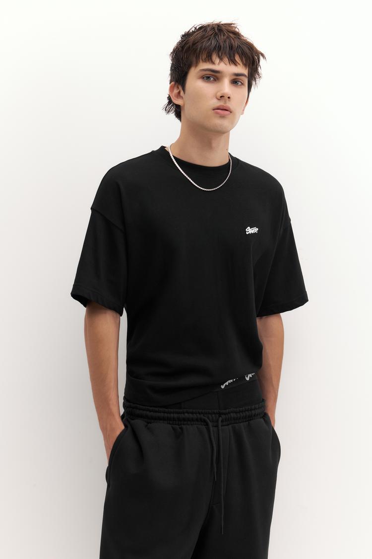 STWD logo boxy T-shirt — Black