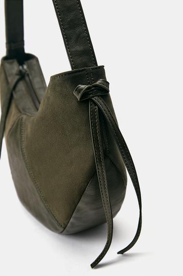 Mixed-material crossbody bag — Khaki 4