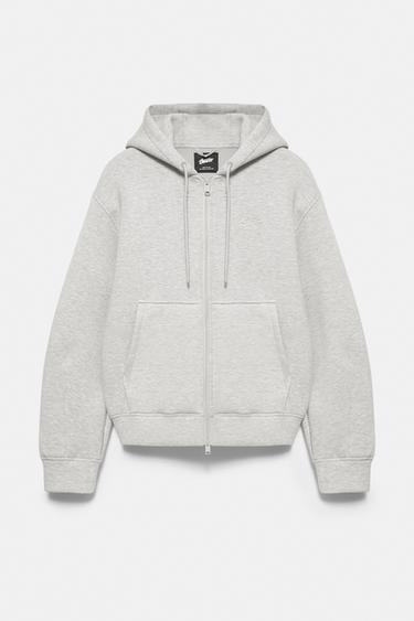 Neoprene-effect zip-up hoodie — Grey marl 7