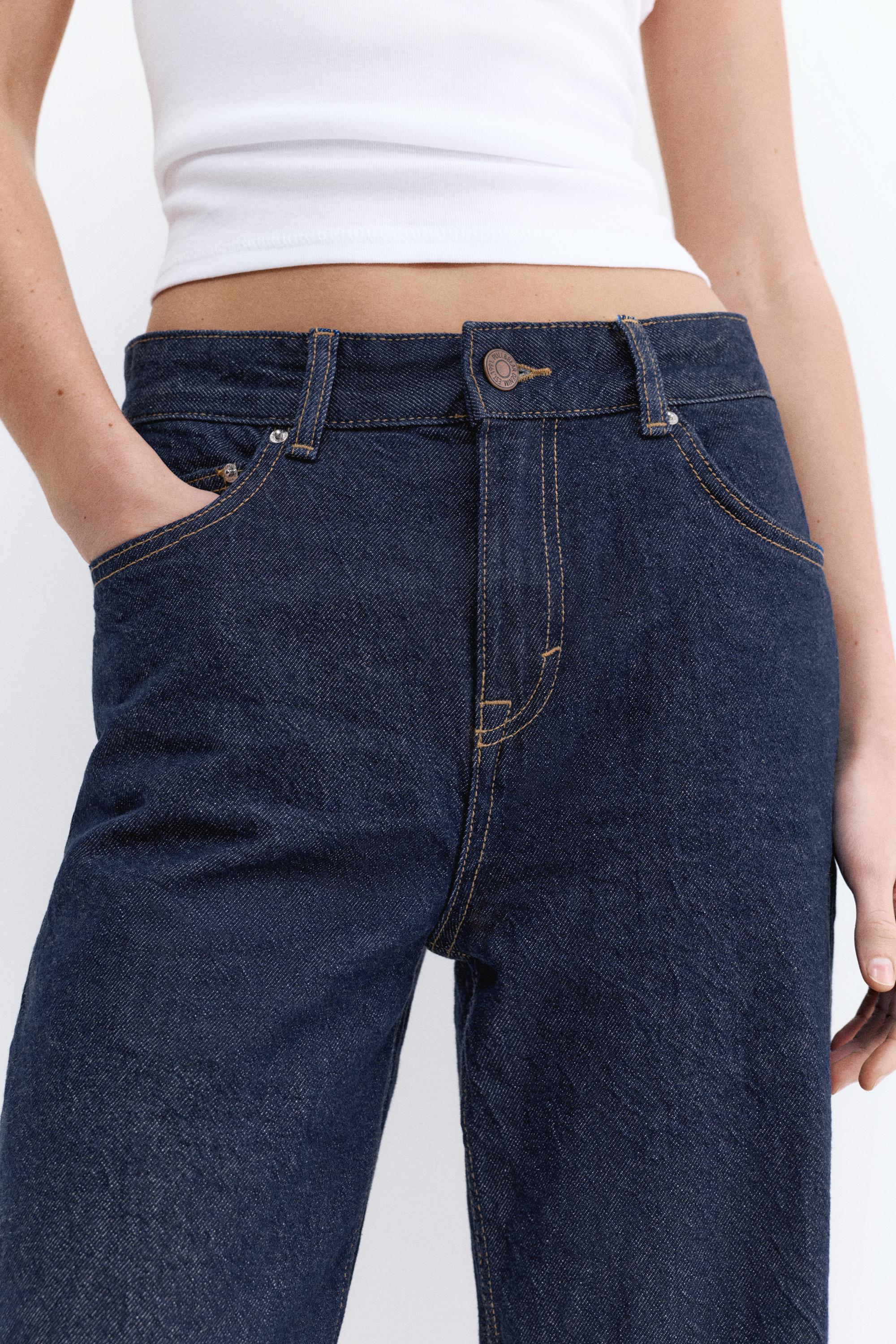 High-waist wide straight-leg jeans — Ink blue