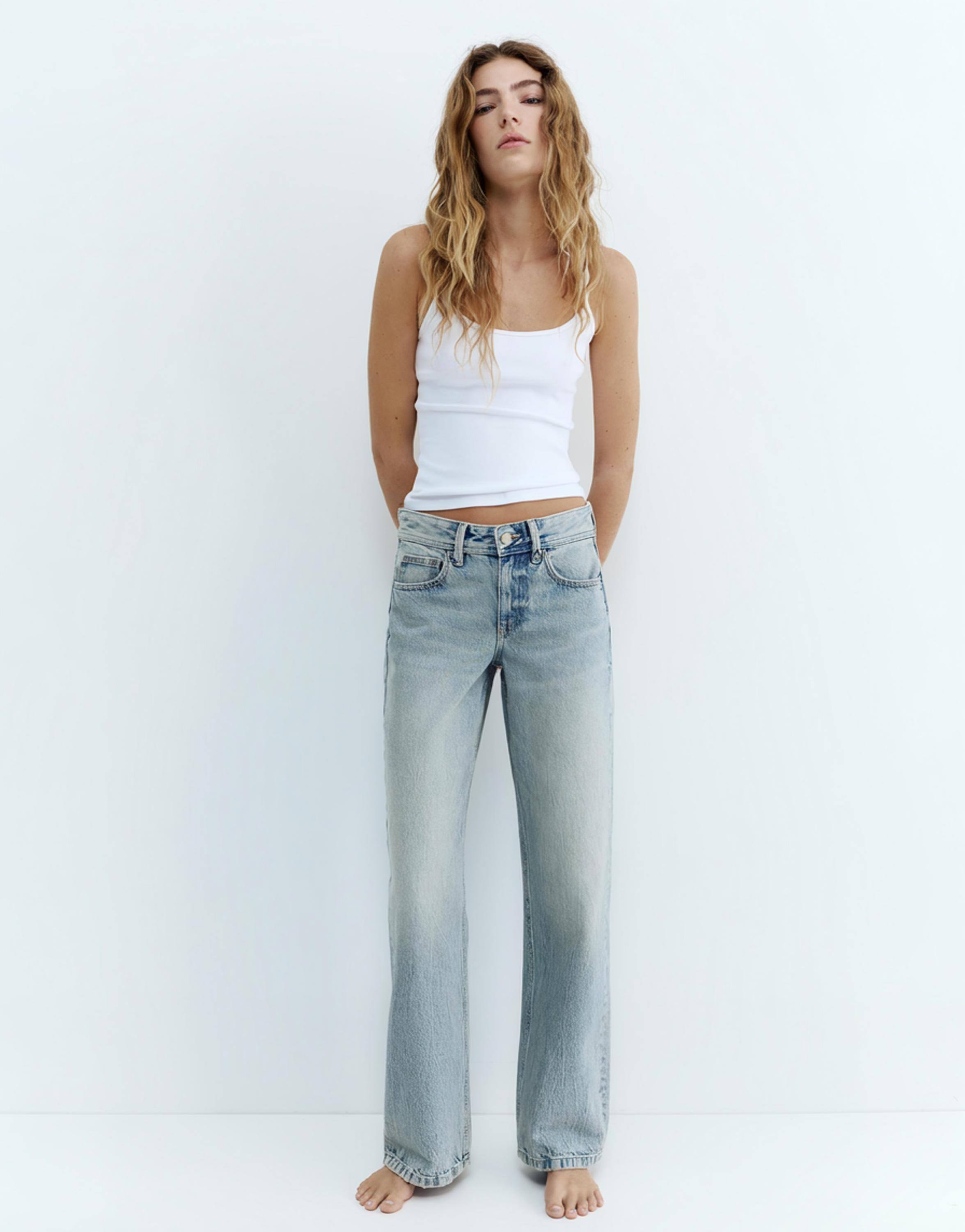 Low-rise straight-leg jeans — Pale blue