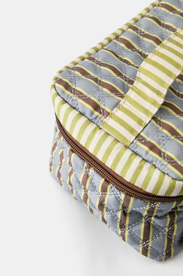 Quilted striped wash bag — Green 4