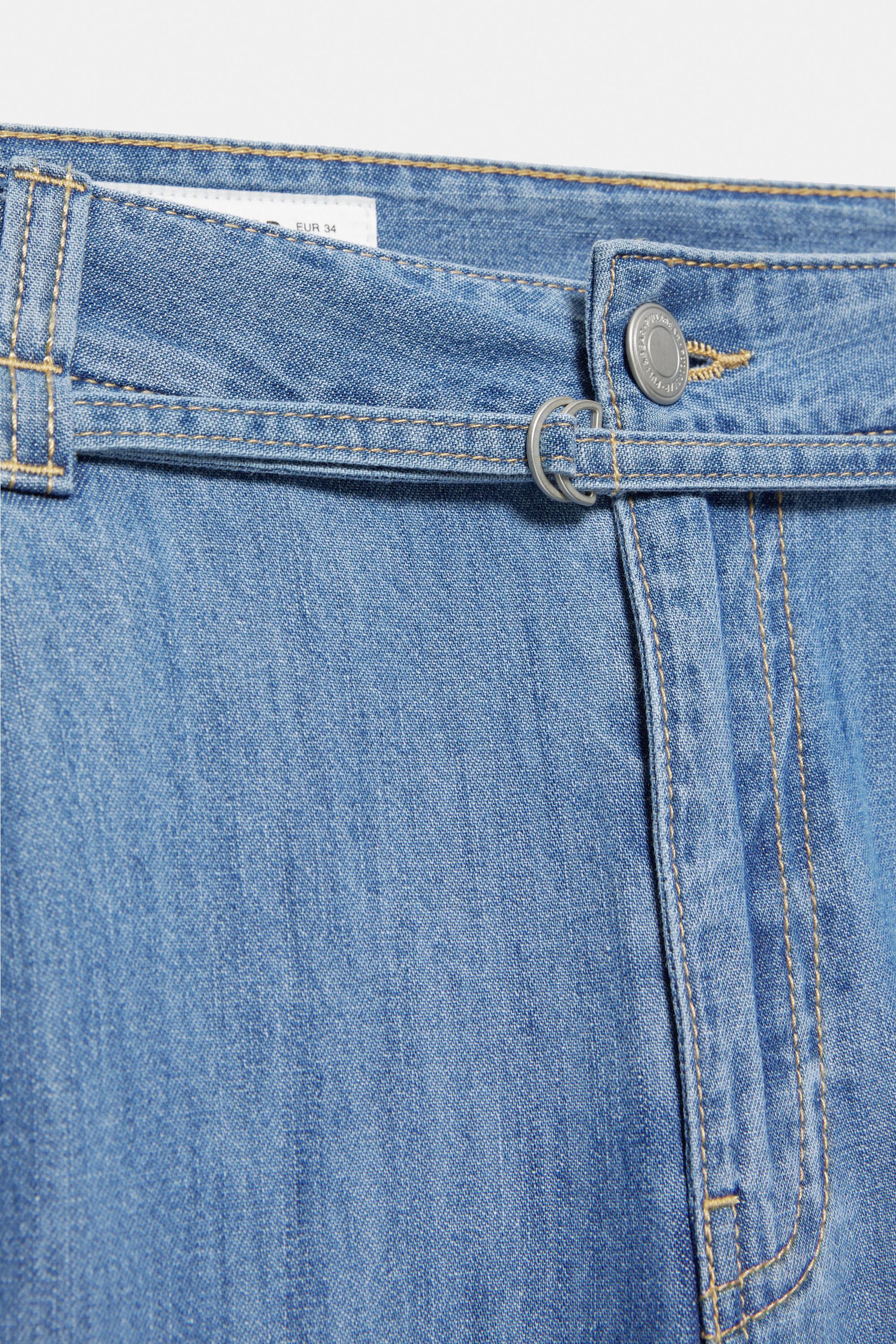 Wide-leg drawstring jeans — Pale blue