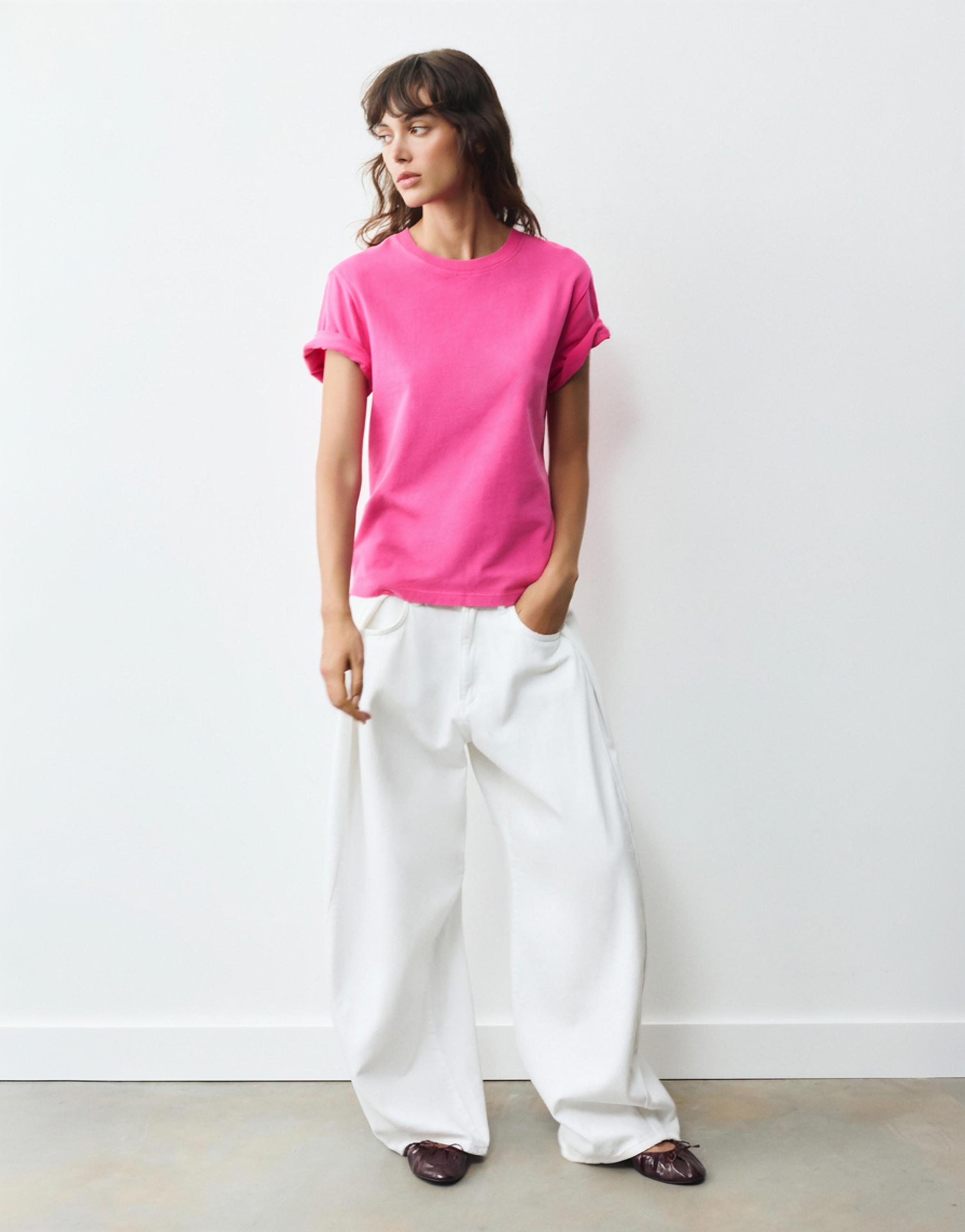 Short sleeve T-shirt 100% cotton — Fuchsia