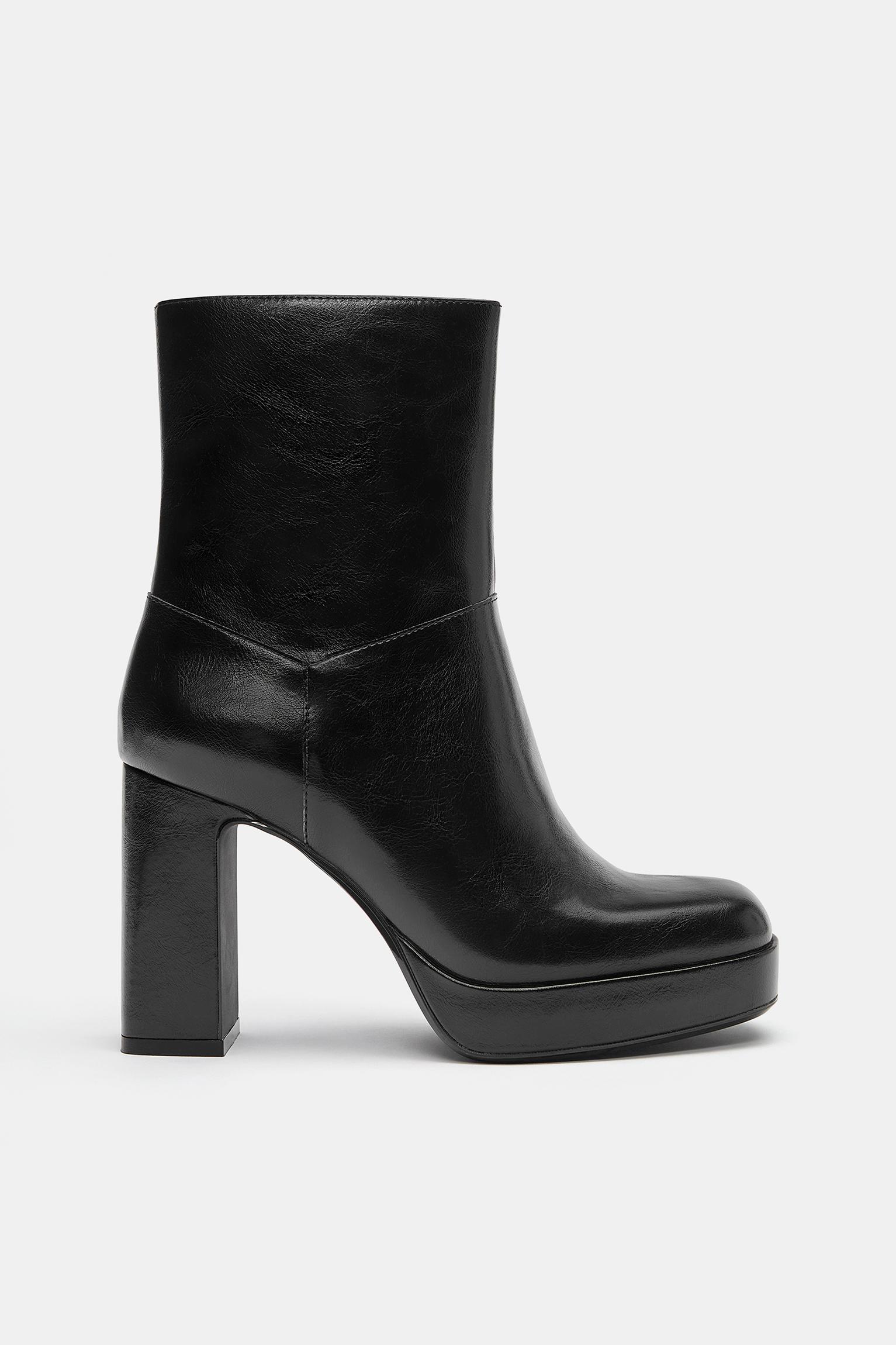 Platform high-heel ankle boots — Black