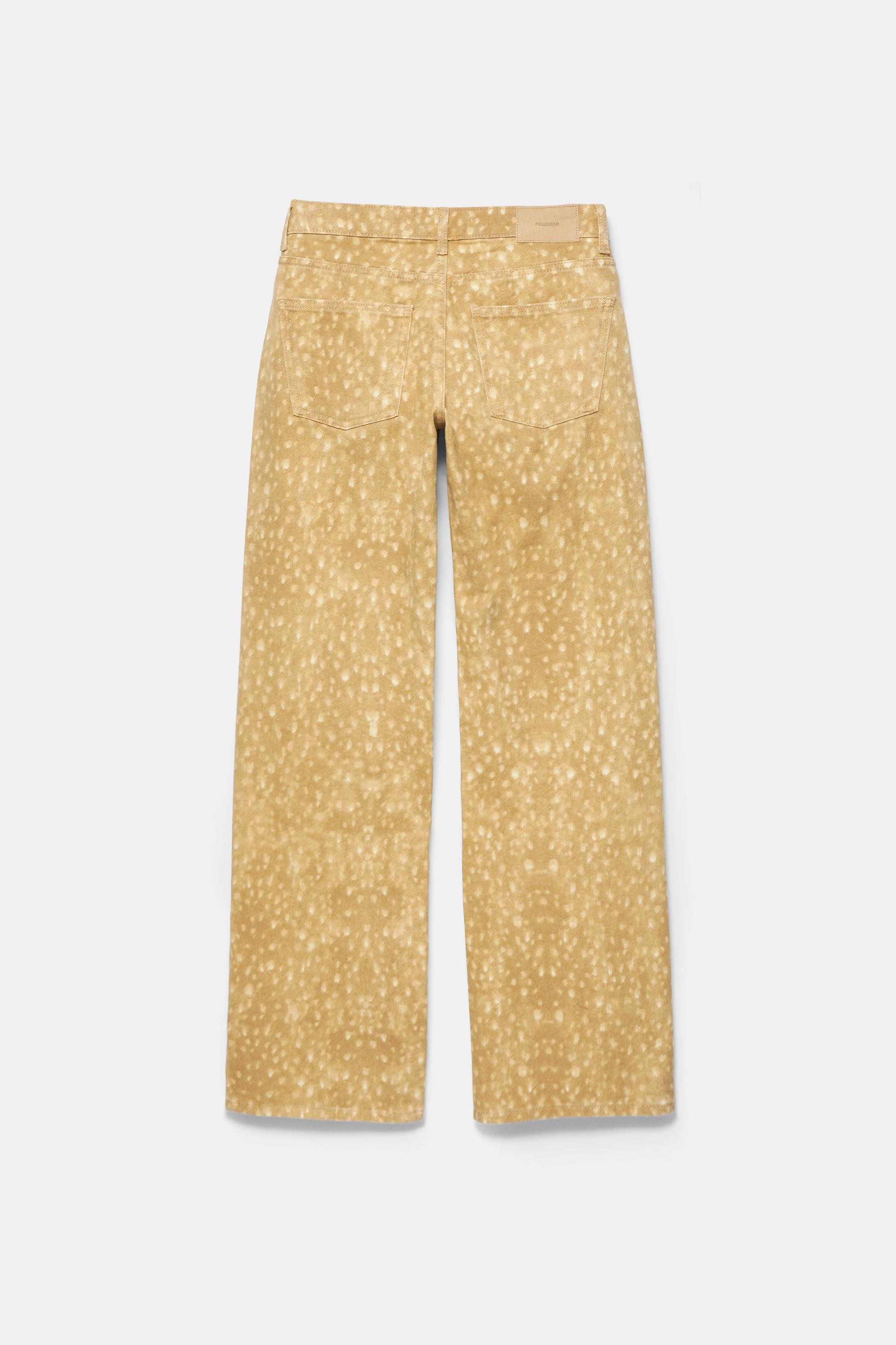 Pull&Bear Desenli düşük bel straight fit jean görsel 2
