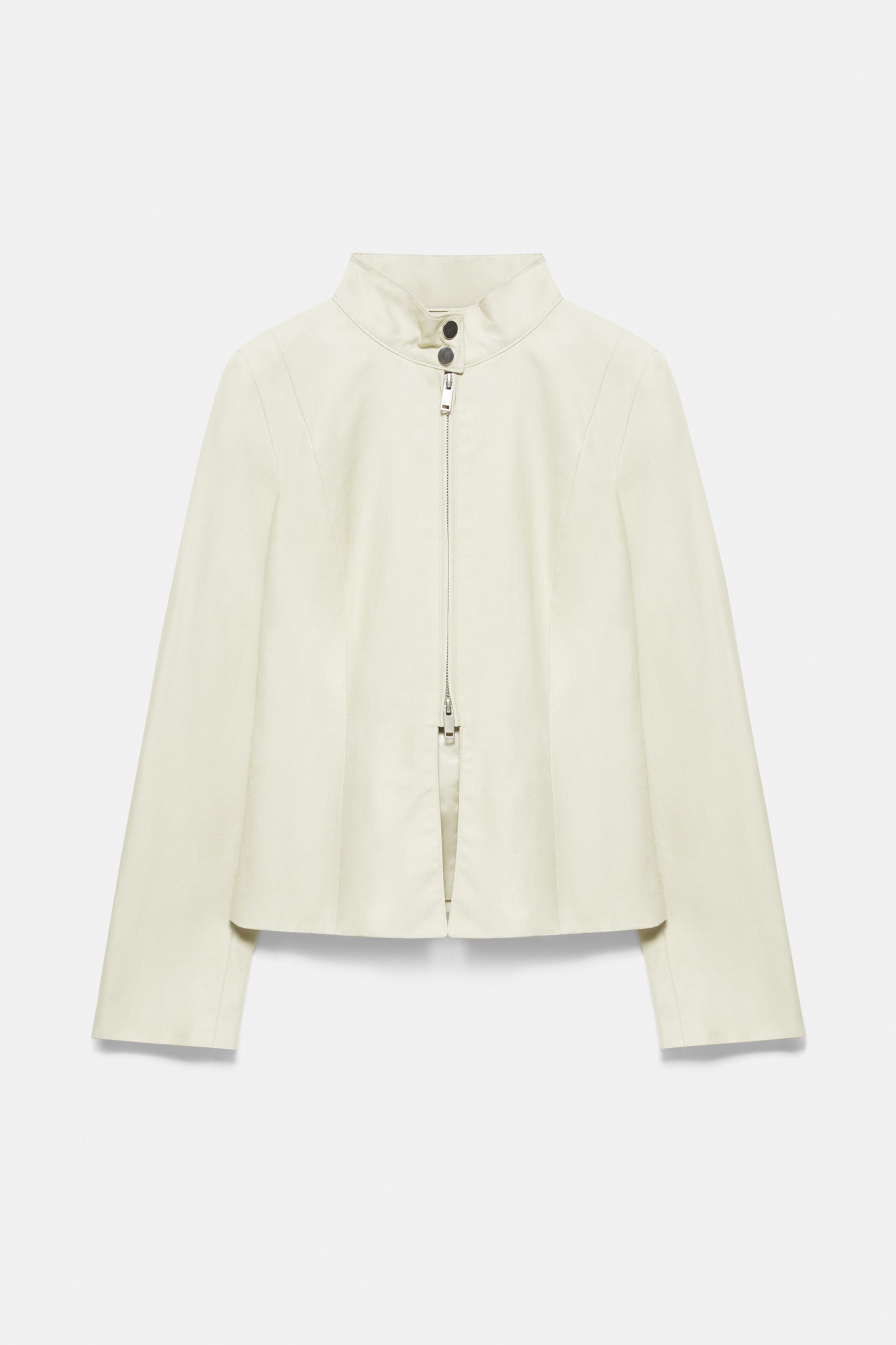 Fitted high neck jacket — Sand
