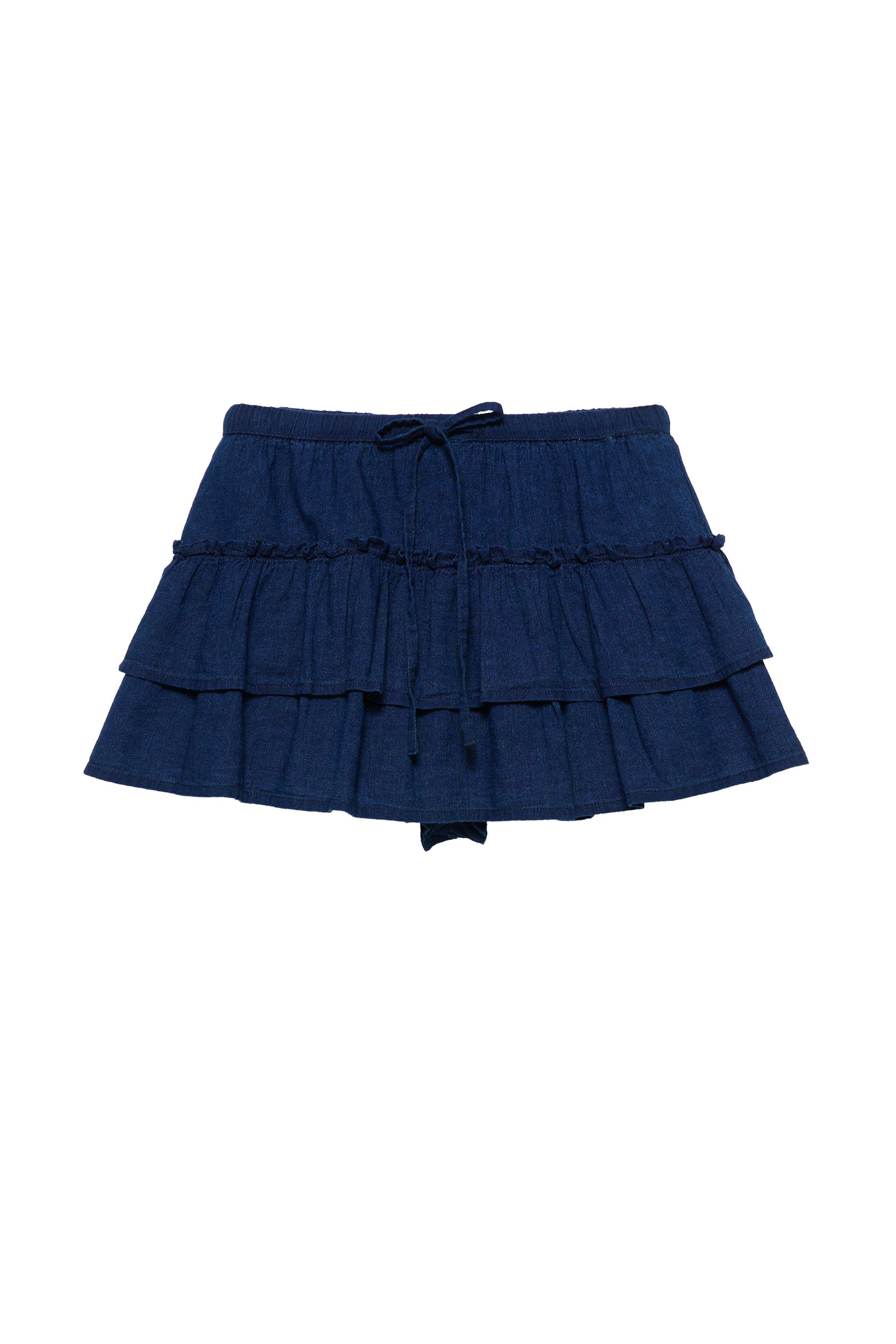 Volanlı denim şort etek - Görsel 5