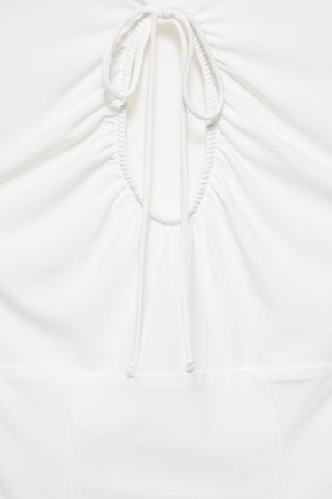 Gathered tie-neck top — Ecru 9
