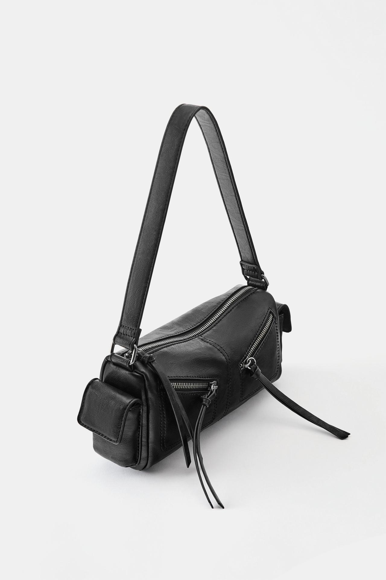 Multipocket shoulder bag with zips — Black