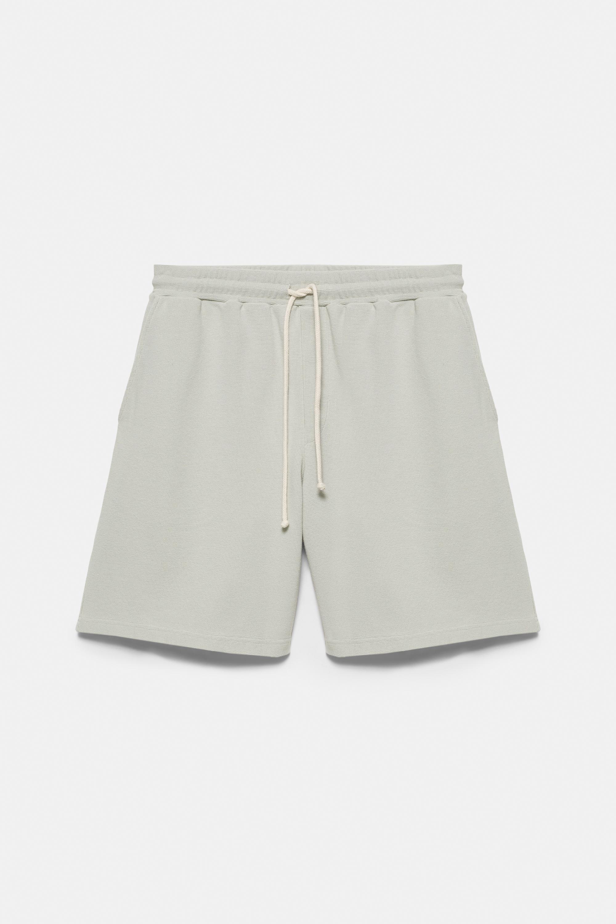 Waffle-knit jogger Bermuda shorts — Aquamarine