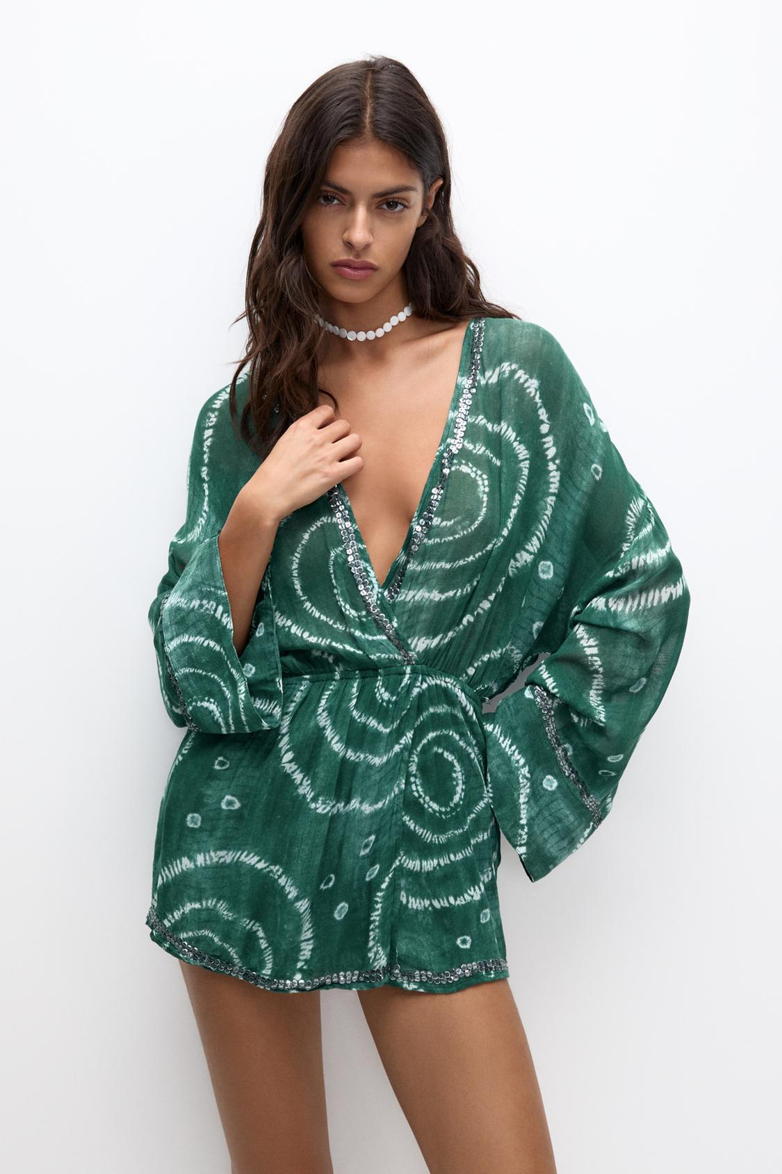 Vestido Verde Lentejuelas Pull And Bear Vestido Lentejuelas