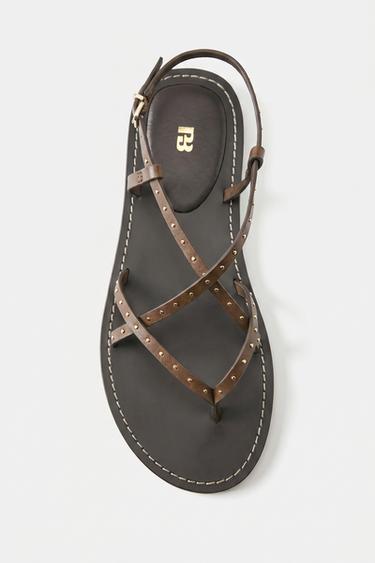 Flat studded sandals — Brown 3