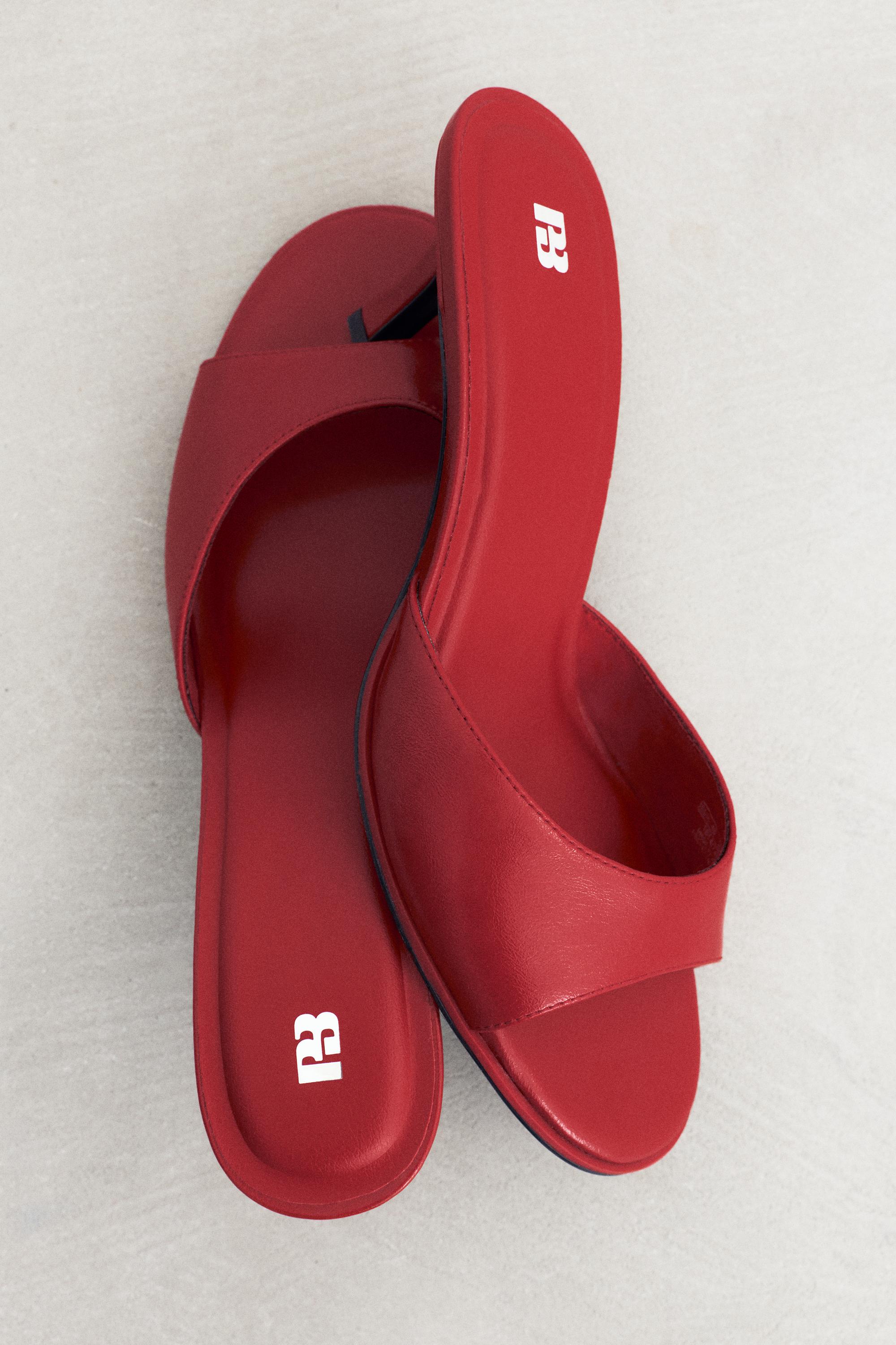 Mule high-heel sandals — Red