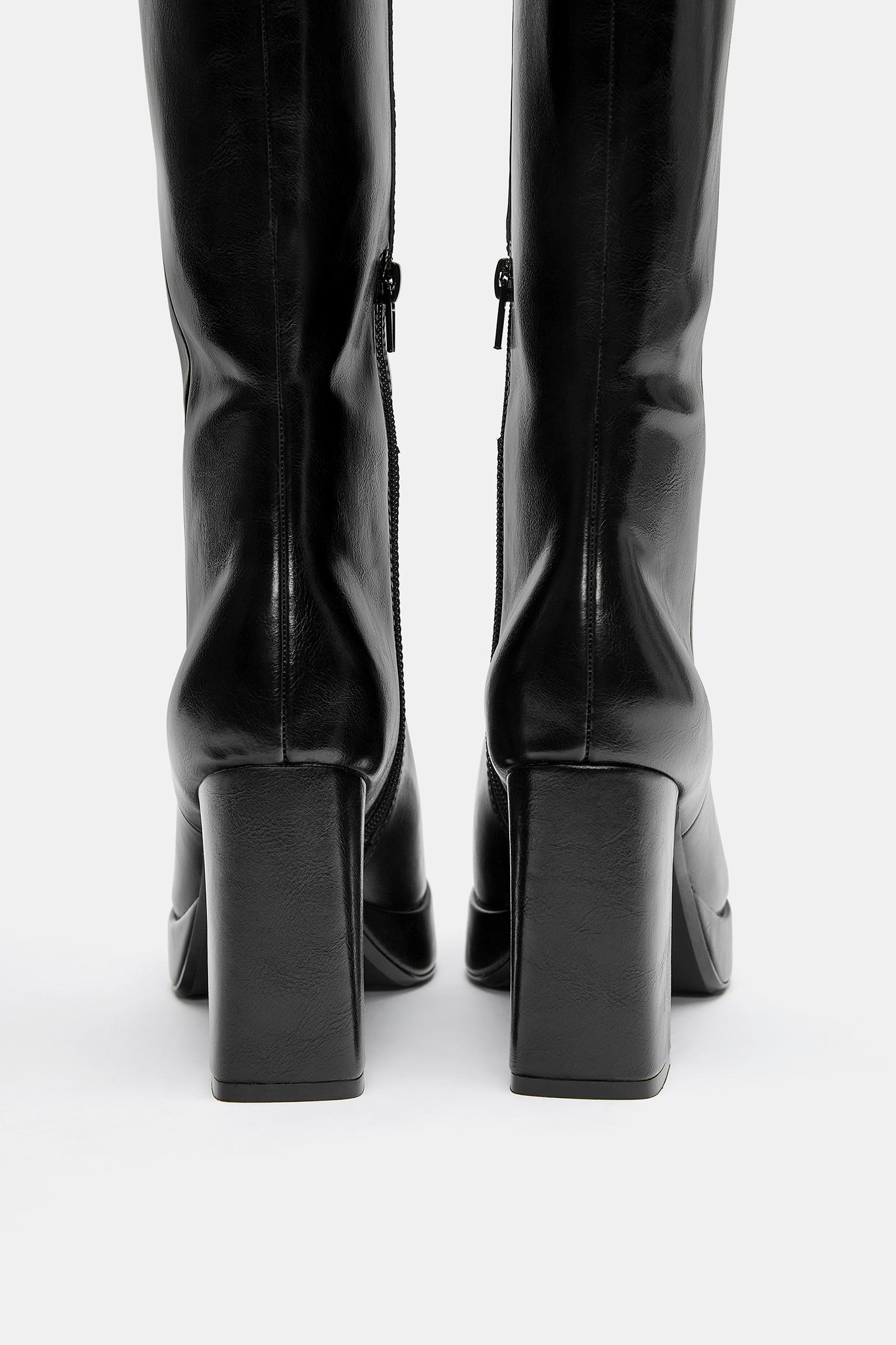 High-heel platform boots — Black