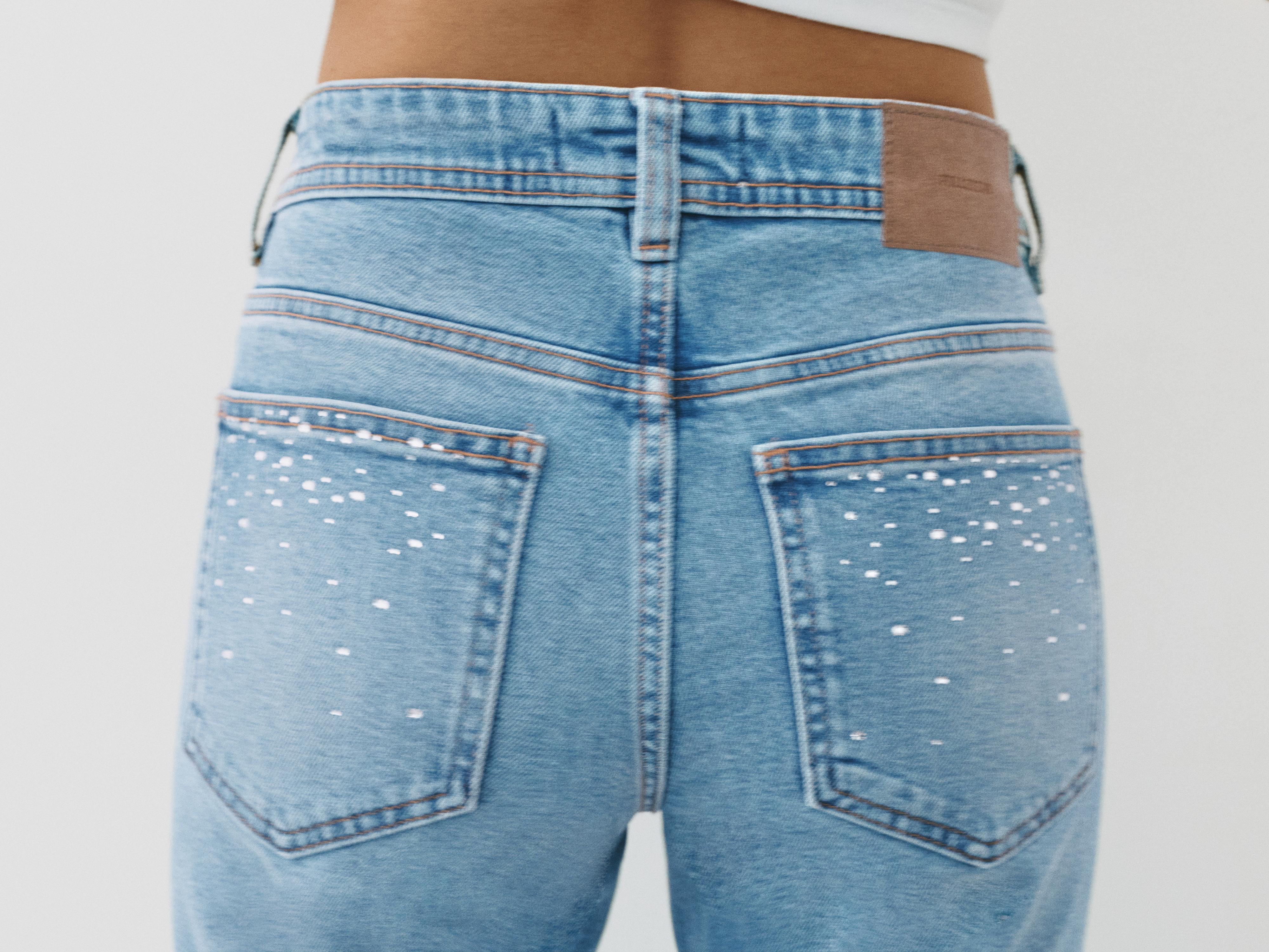 Rhinestone boot-cut jeans — Medium blue