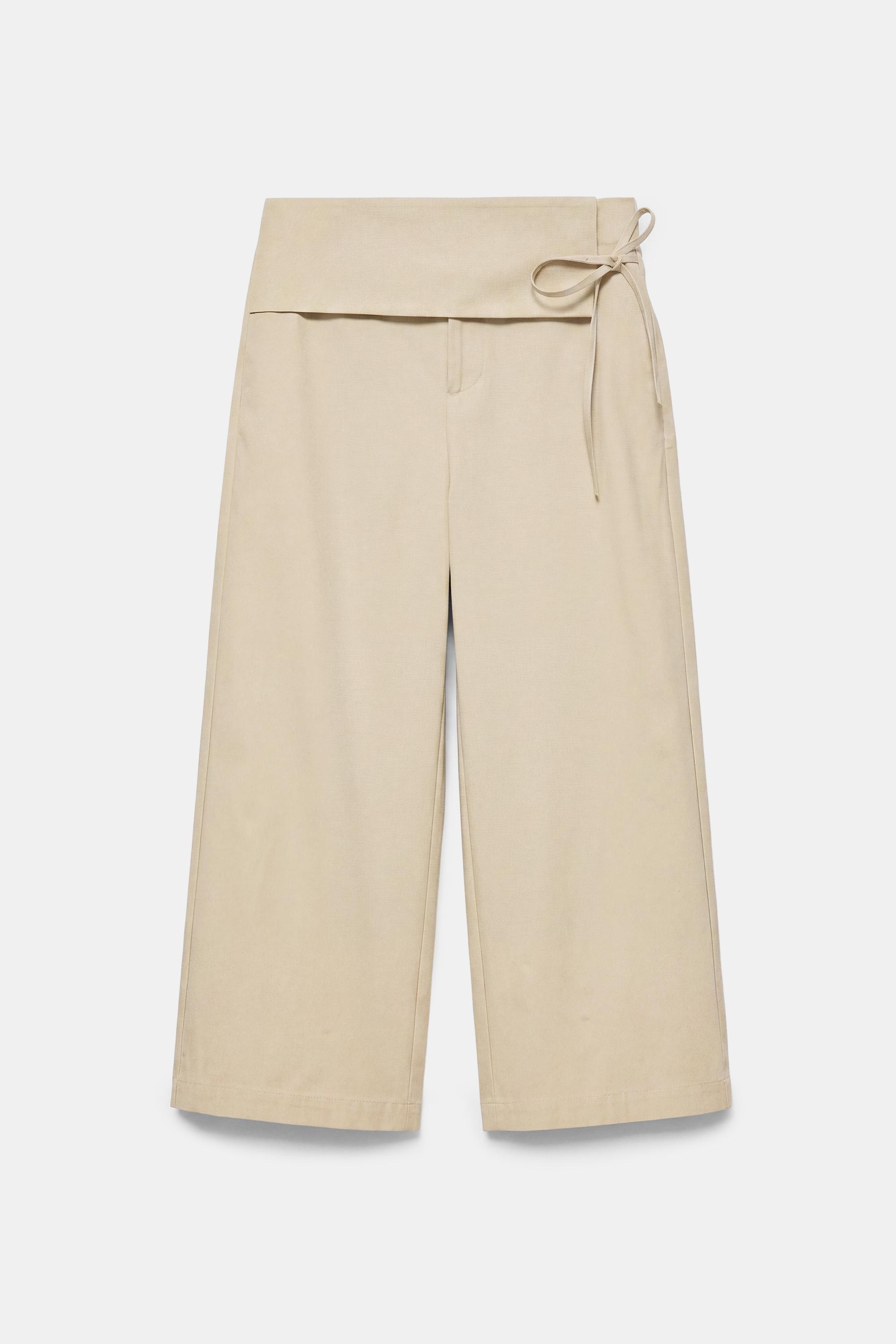 Sash tie culottes — Light camel