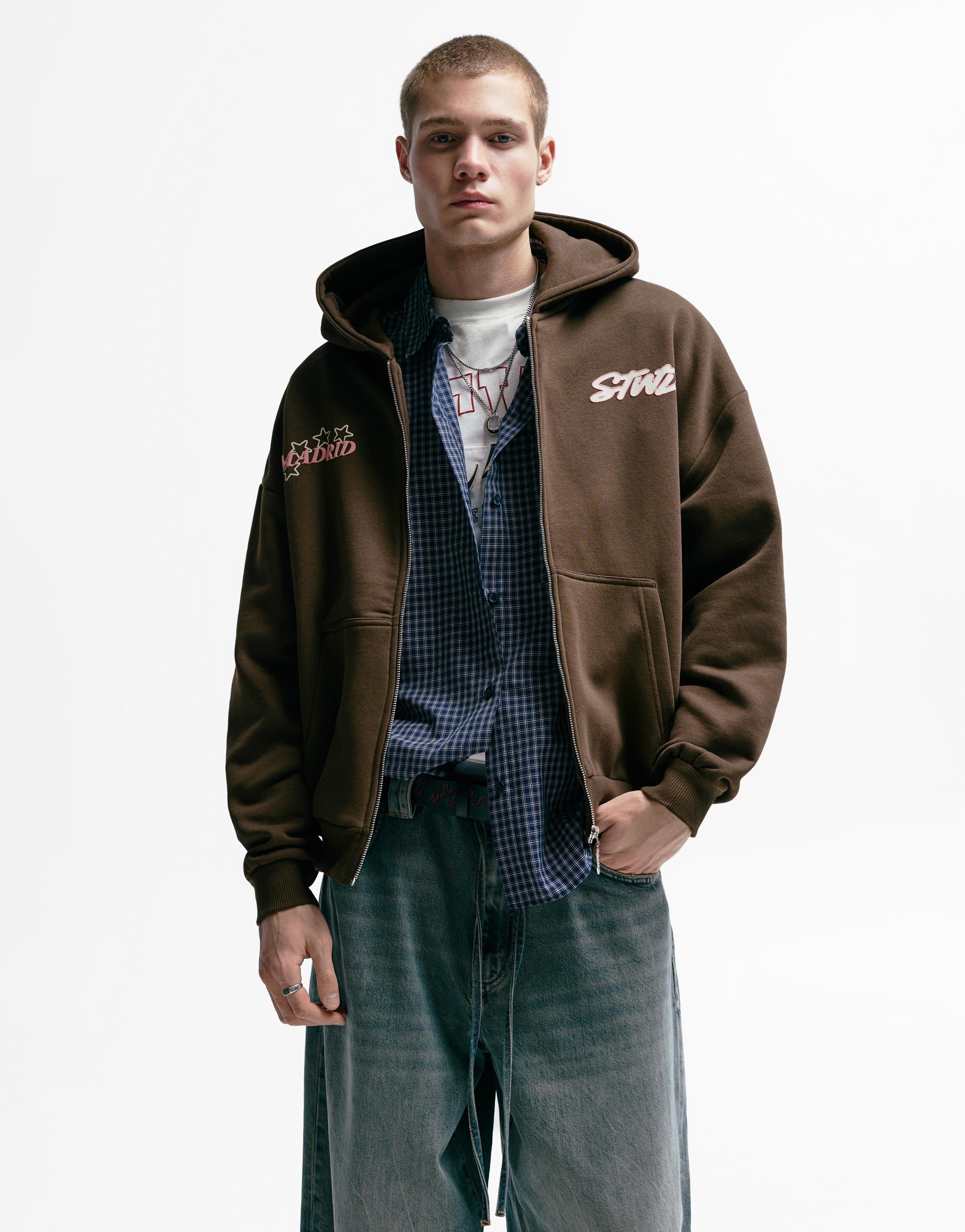 STWD Madrid fermuarlı kapüşonlu sweatshirt - Görsel 10