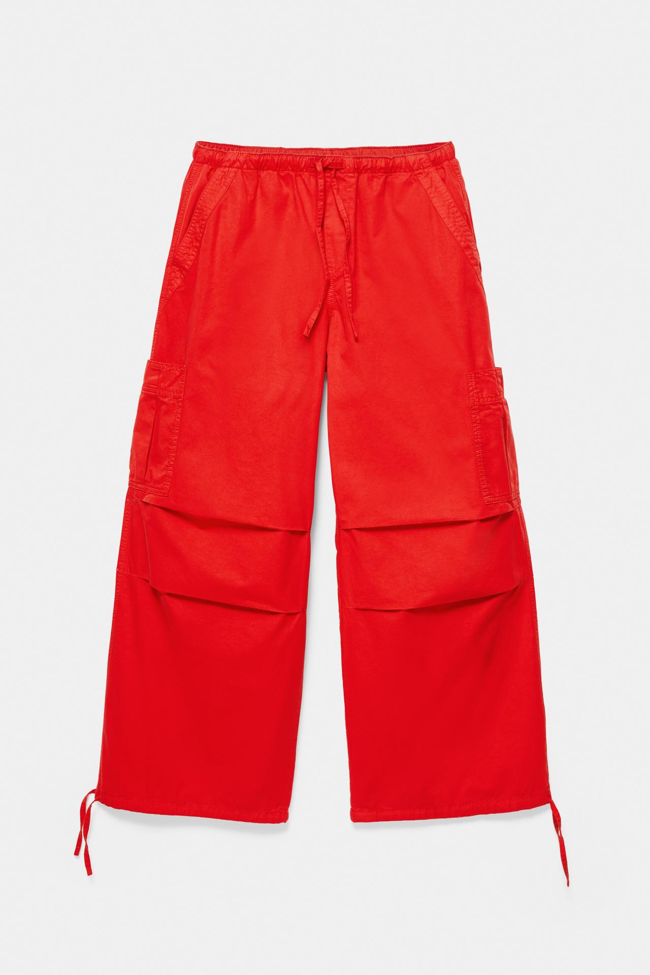 Parachute cargo trousers — Red