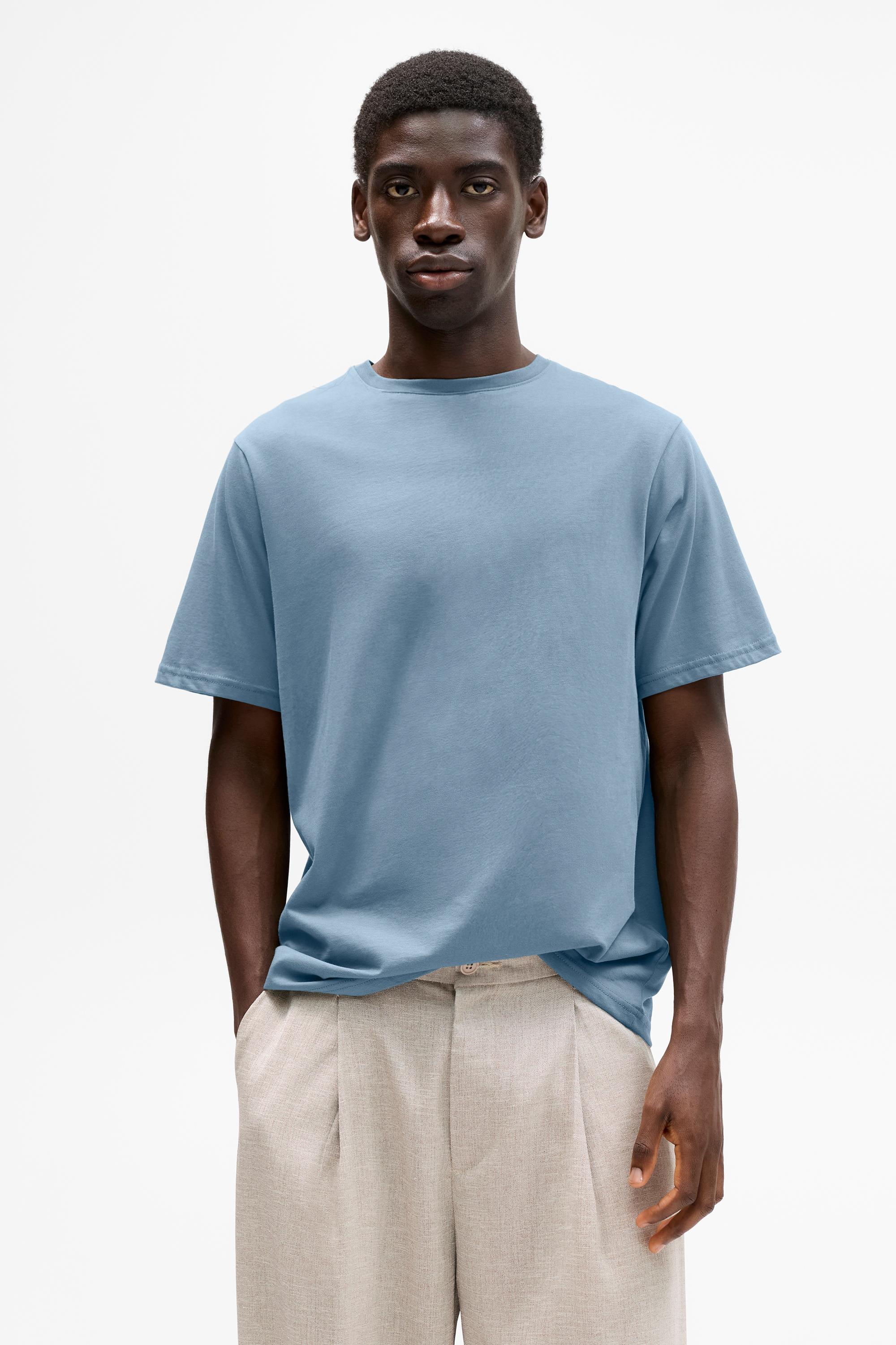 Basic-T-Shirt Mit Kurzen Ärmeln Aus Baumwolle