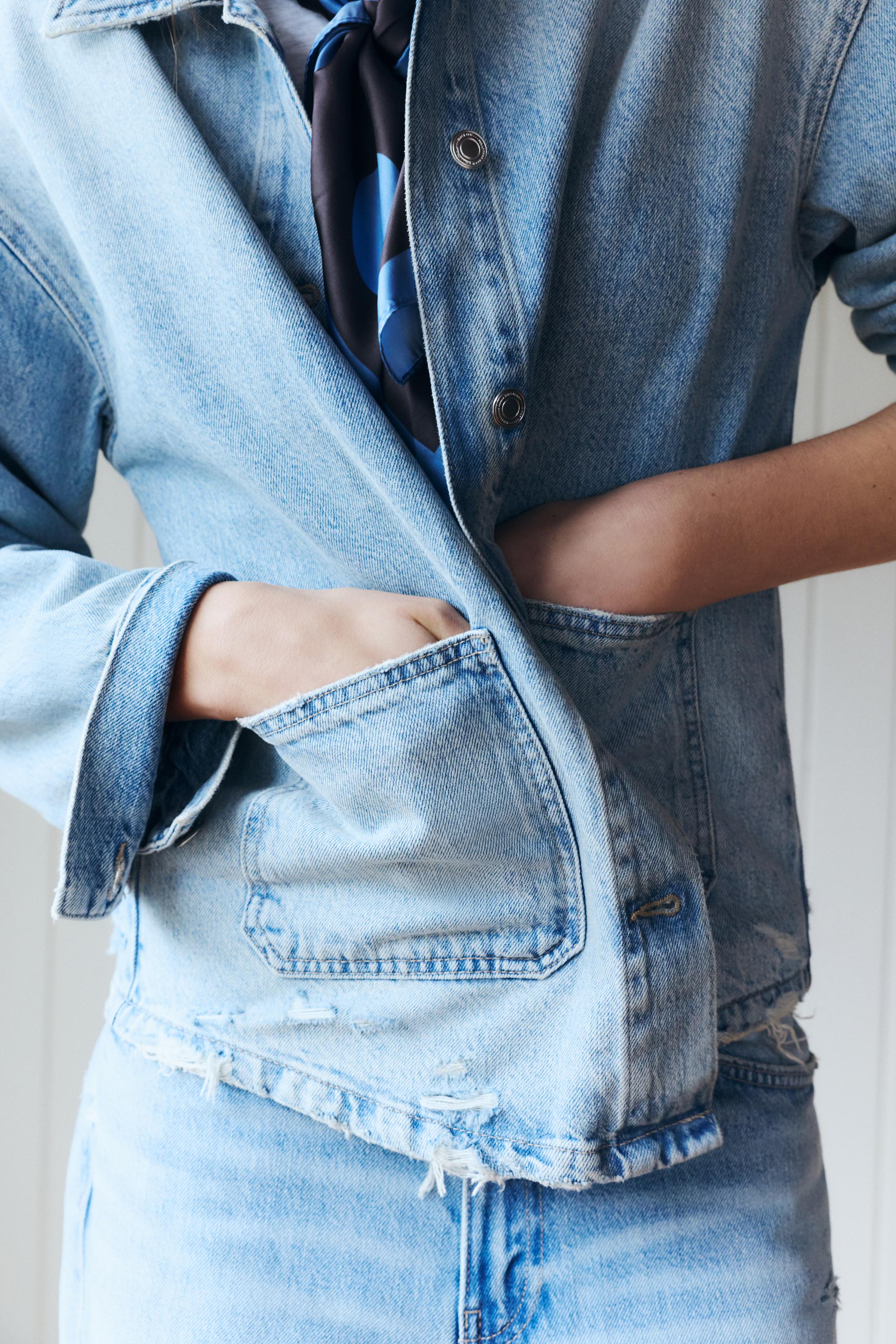 Worker denim ince ceket - Görsel 28