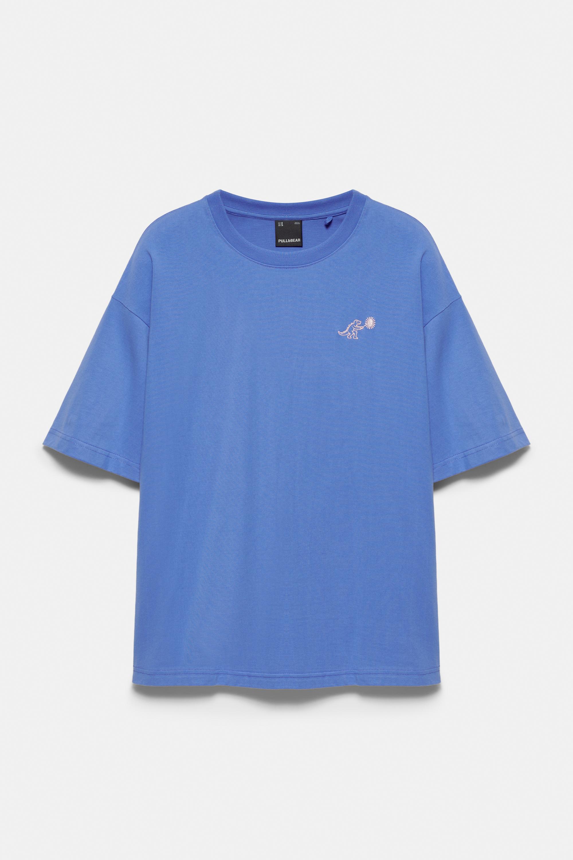 Relaxed fit textured graphic T-shirt — Deep blue