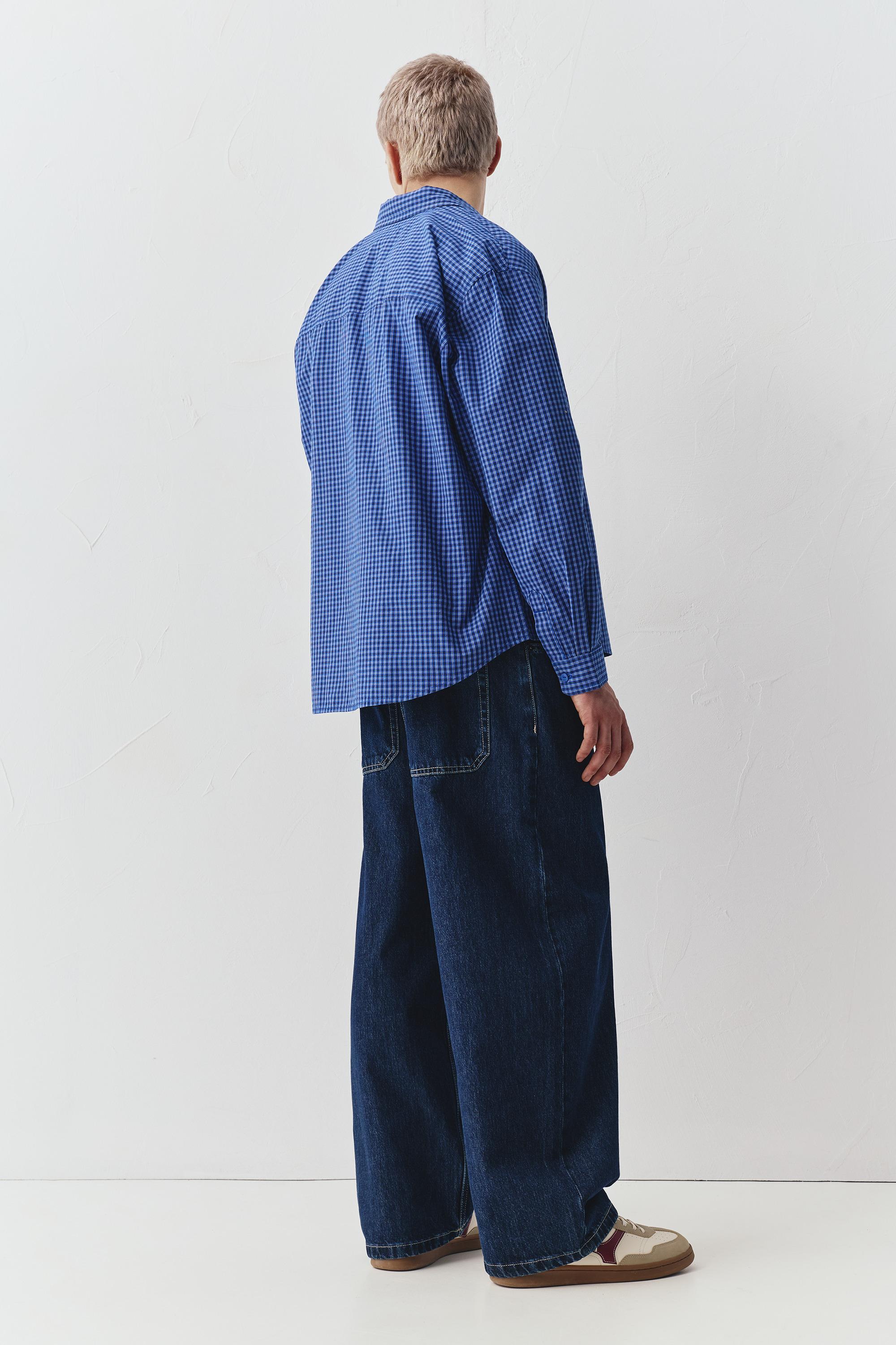 Long sleeve check shirt — Blue