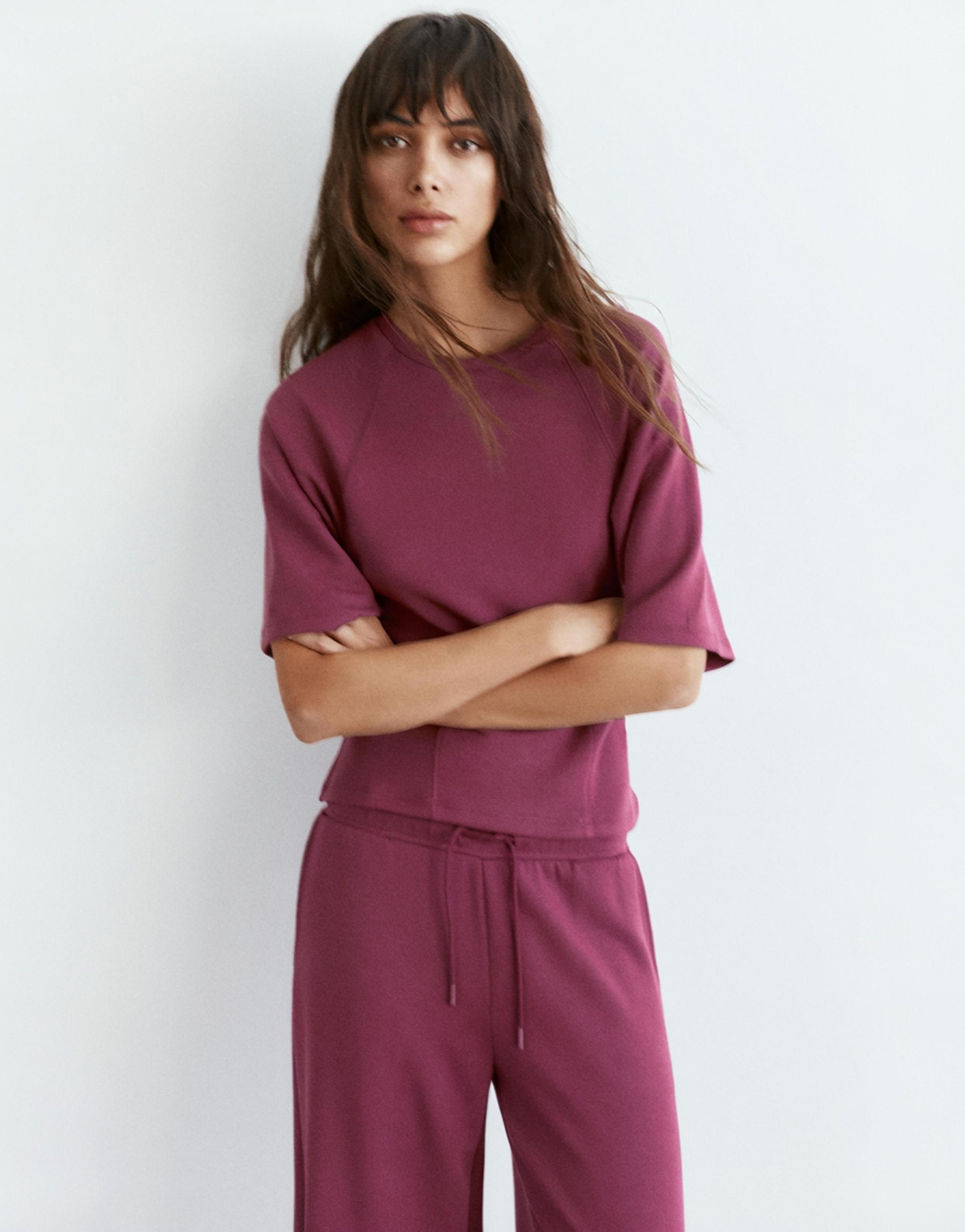Soft touch short sleeve sweatshirt — Eggplant