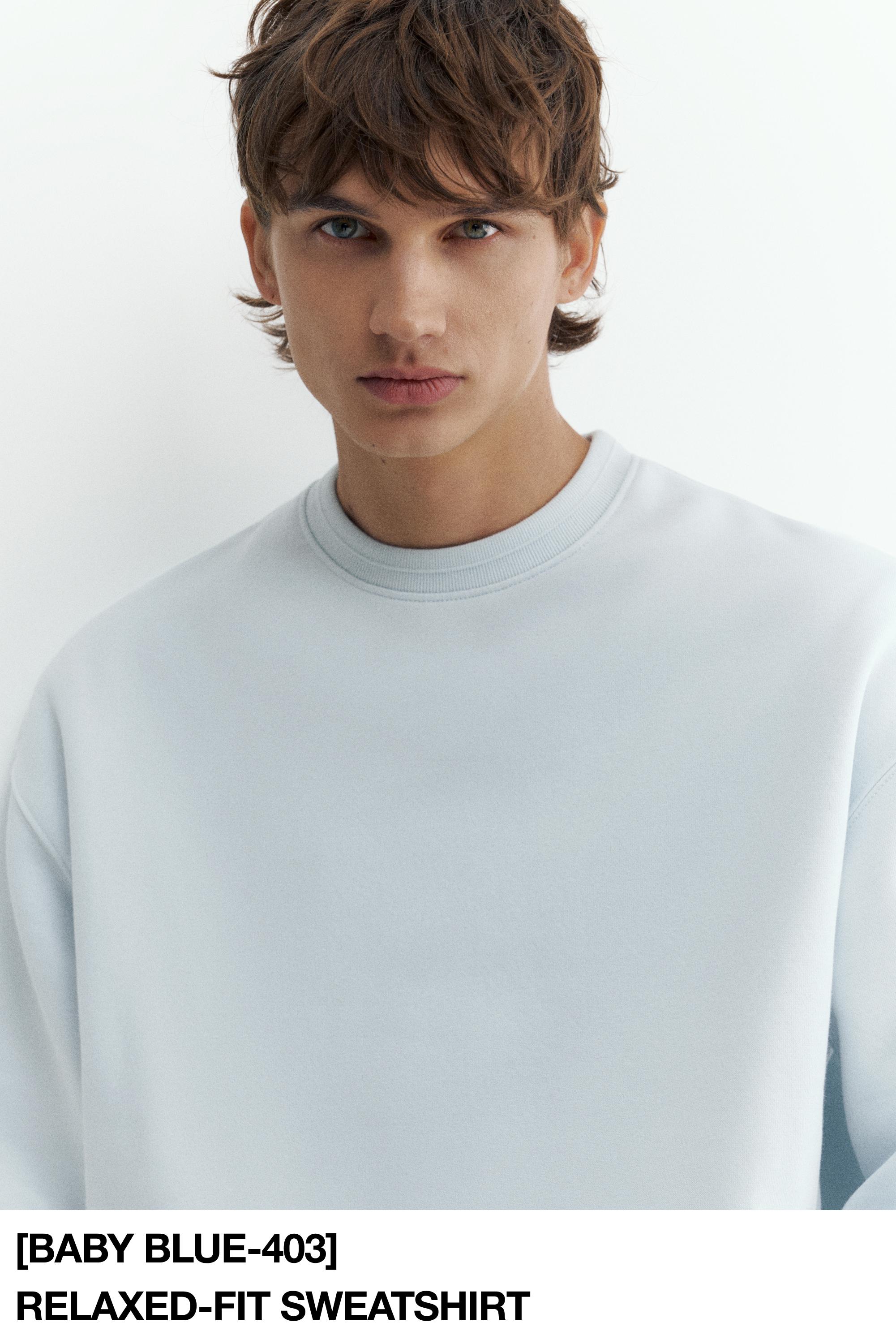 Relaxed fit round neck sweatshirt — Sky blue