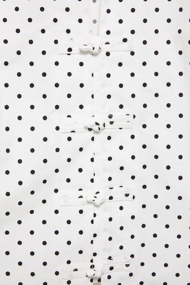 Polka dot frog fastening shirt — White/Black 6