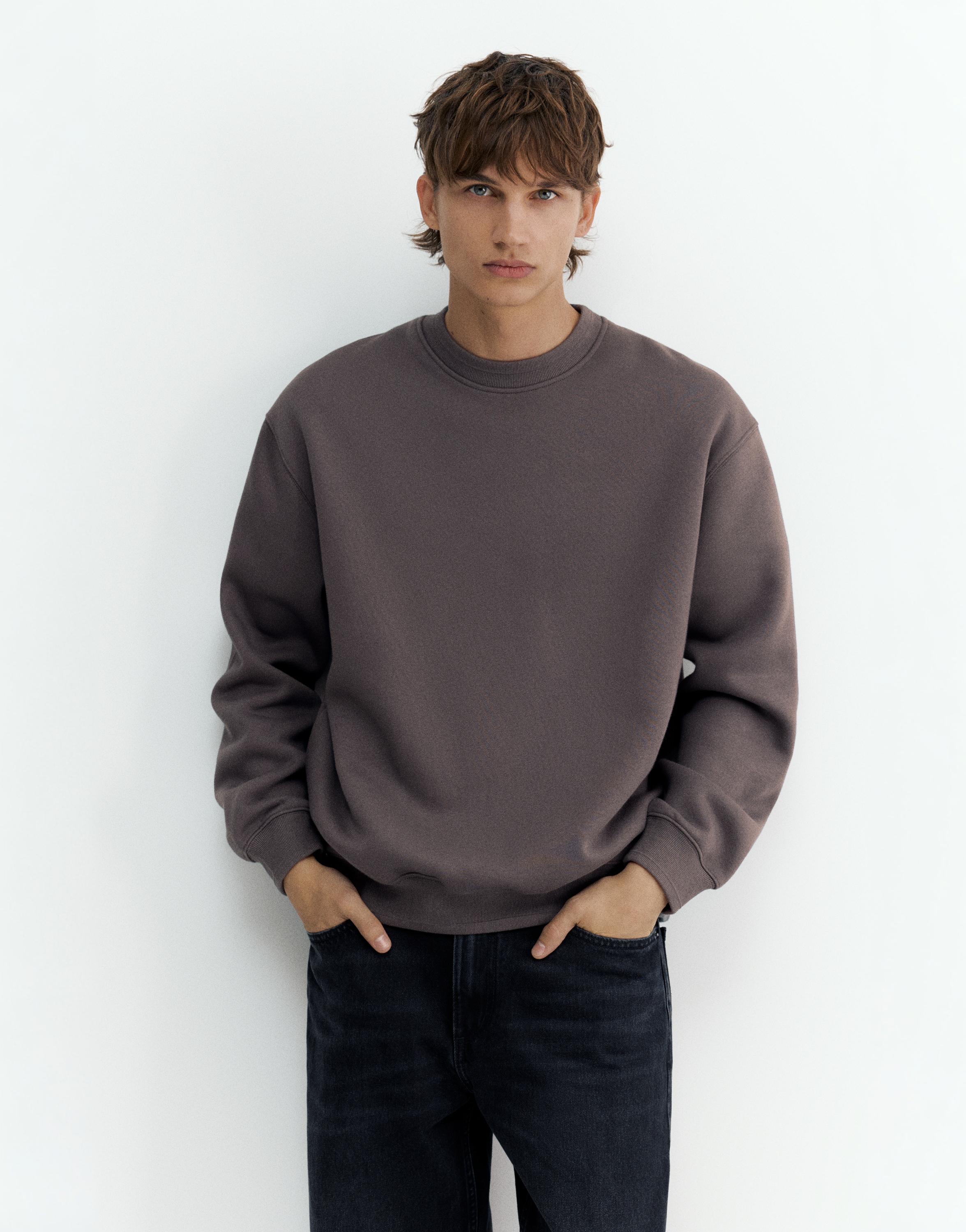 Relaxed fit round neck sweatshirt — Anthracite grey