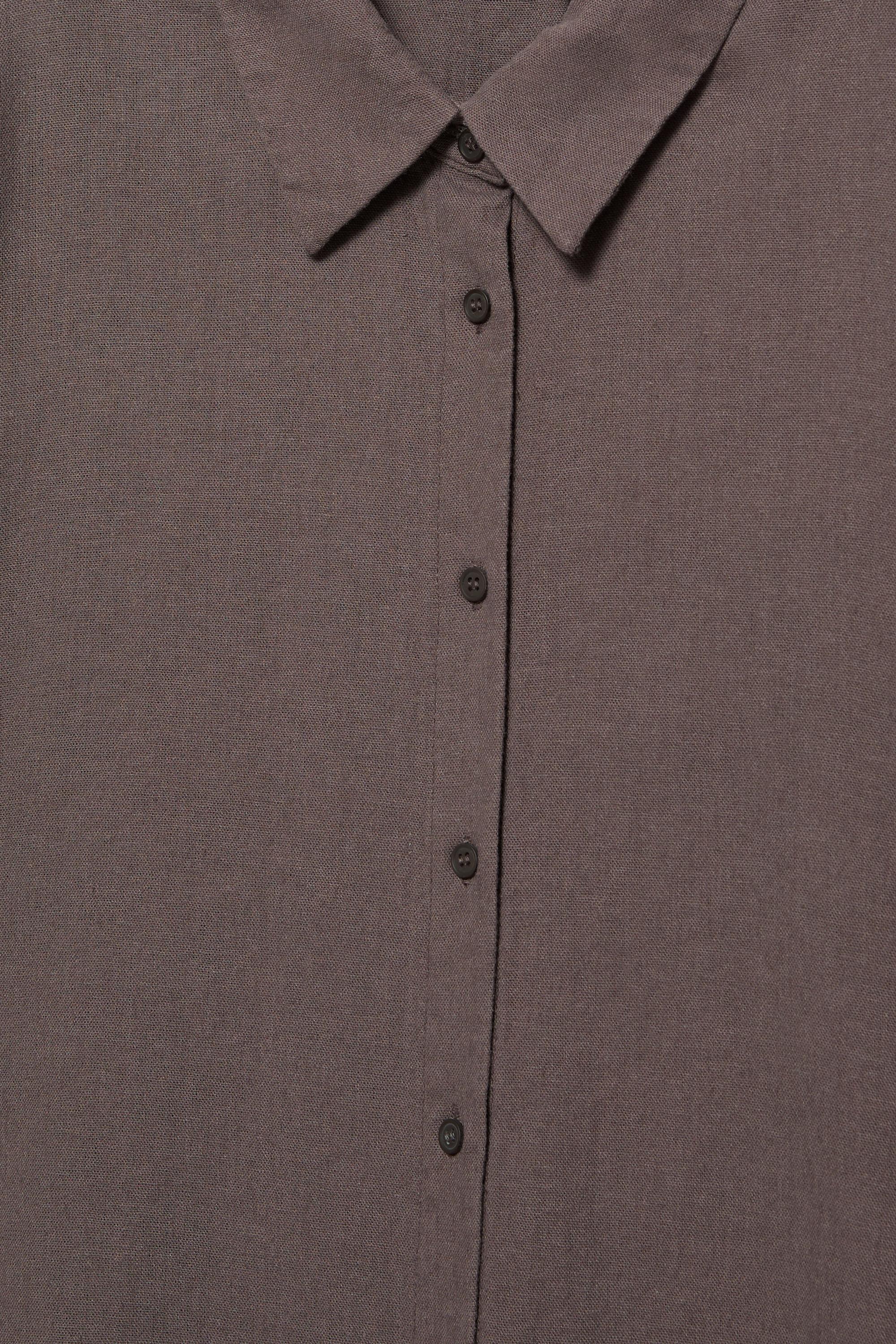 Short sleeve linen blend shirt — Pale brown