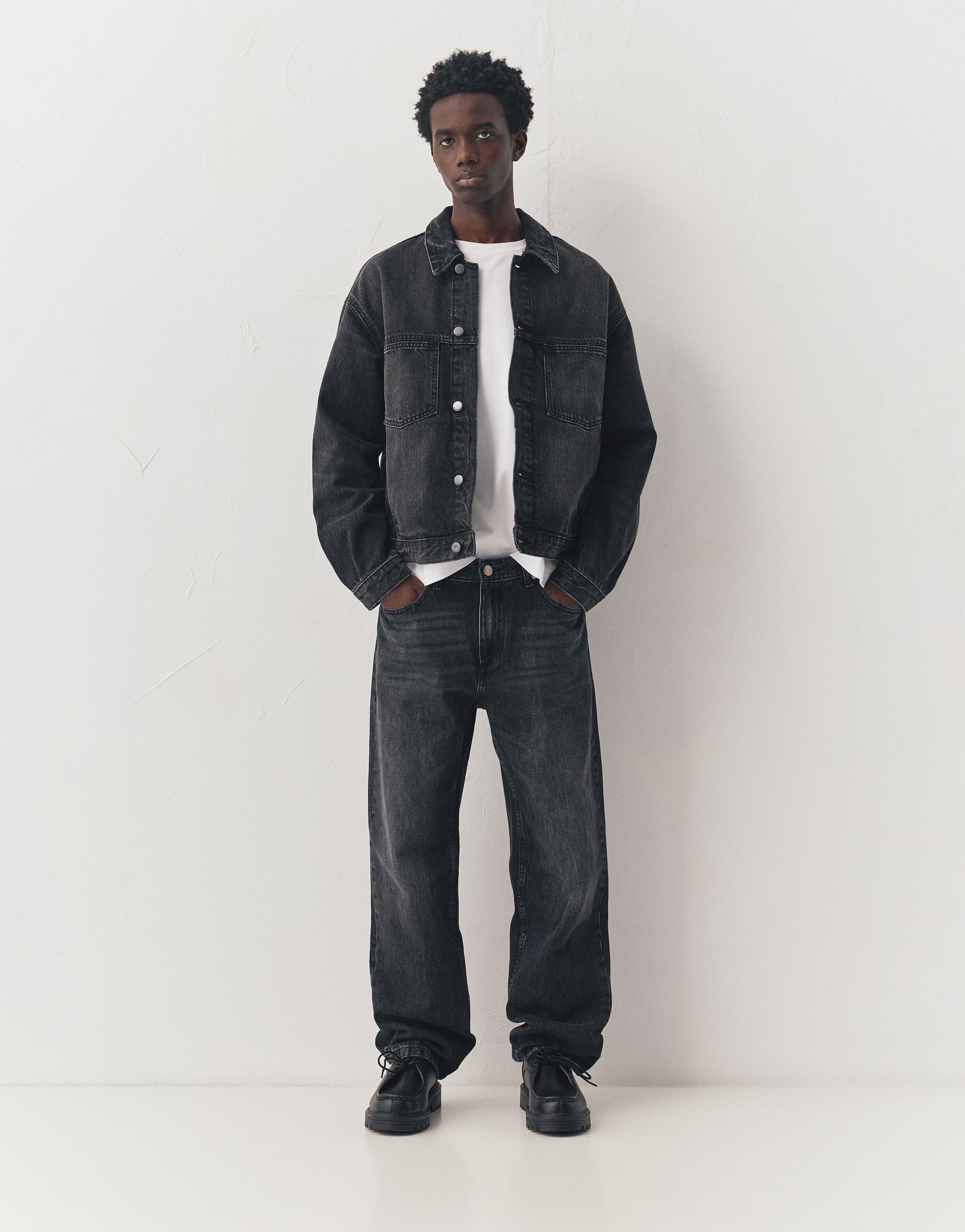 Straight-leg jeans — Faded black