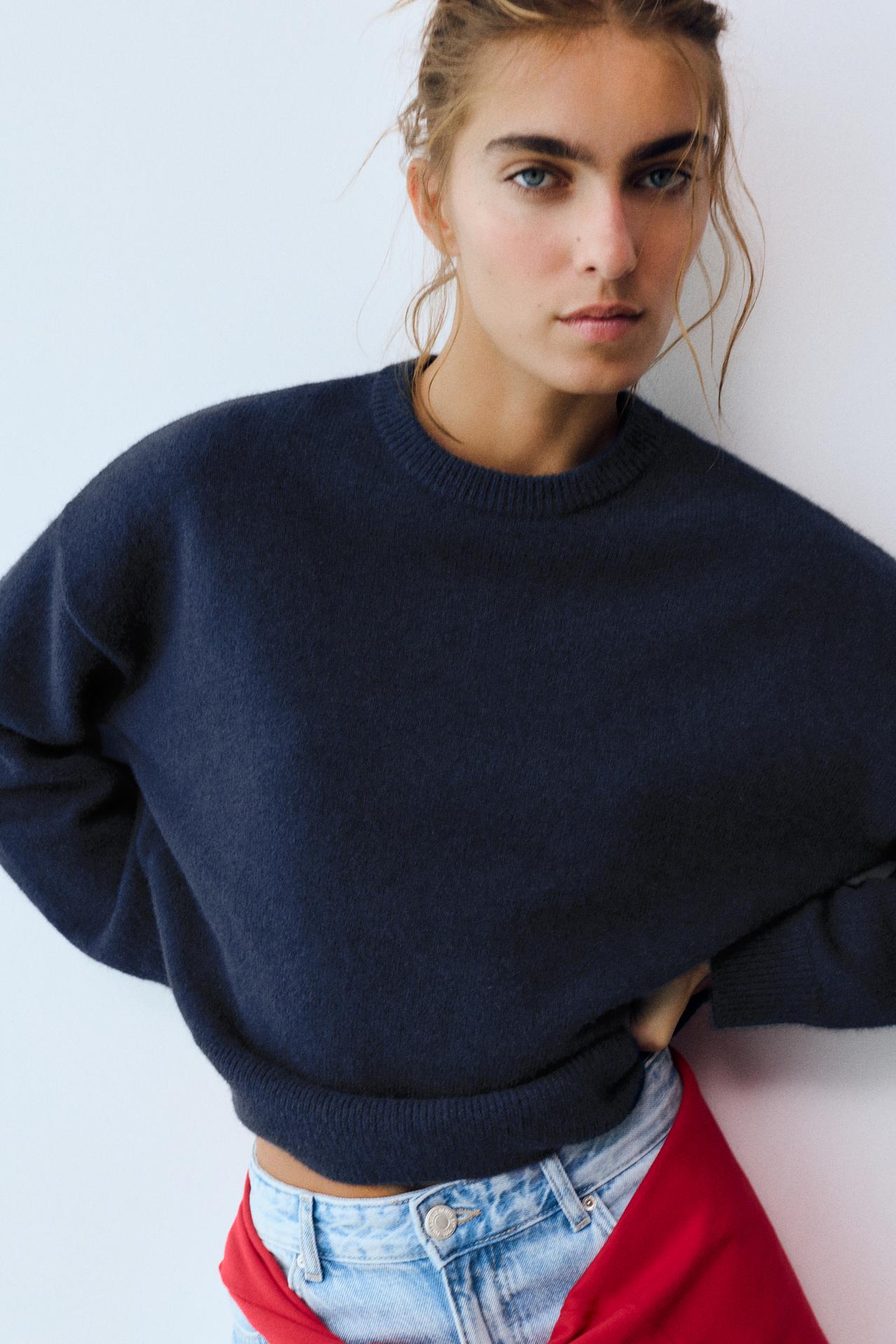 Soft-touch boxy jumper — Navy