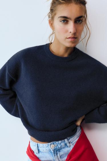 Soft-touch boxy jumper — Navy 3