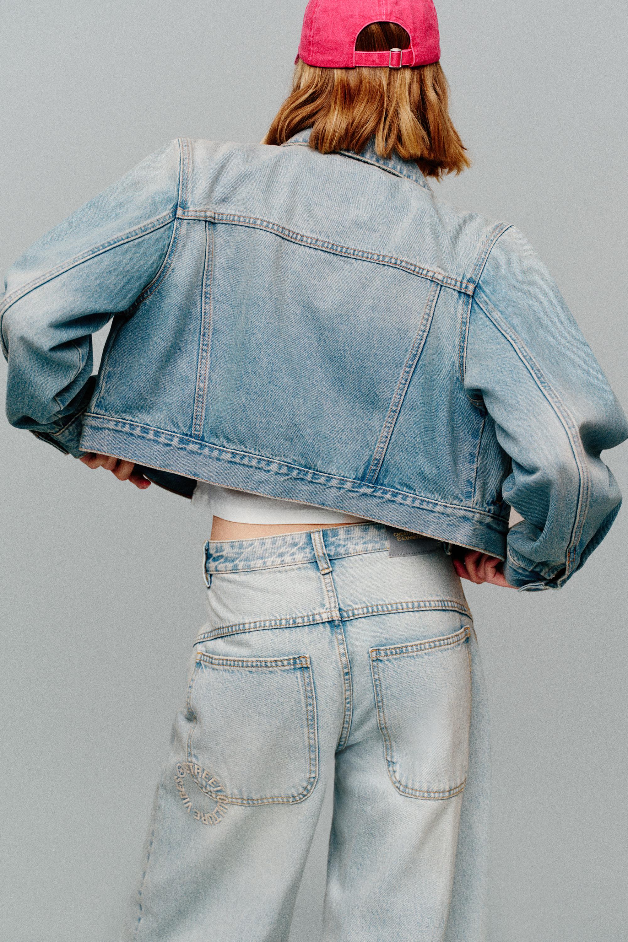 Cropped denim jacket — Pale blue