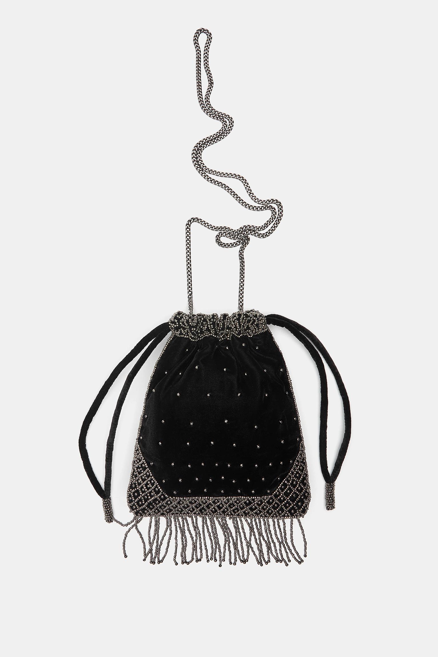 Bolsa De Veludo Com Miçangas